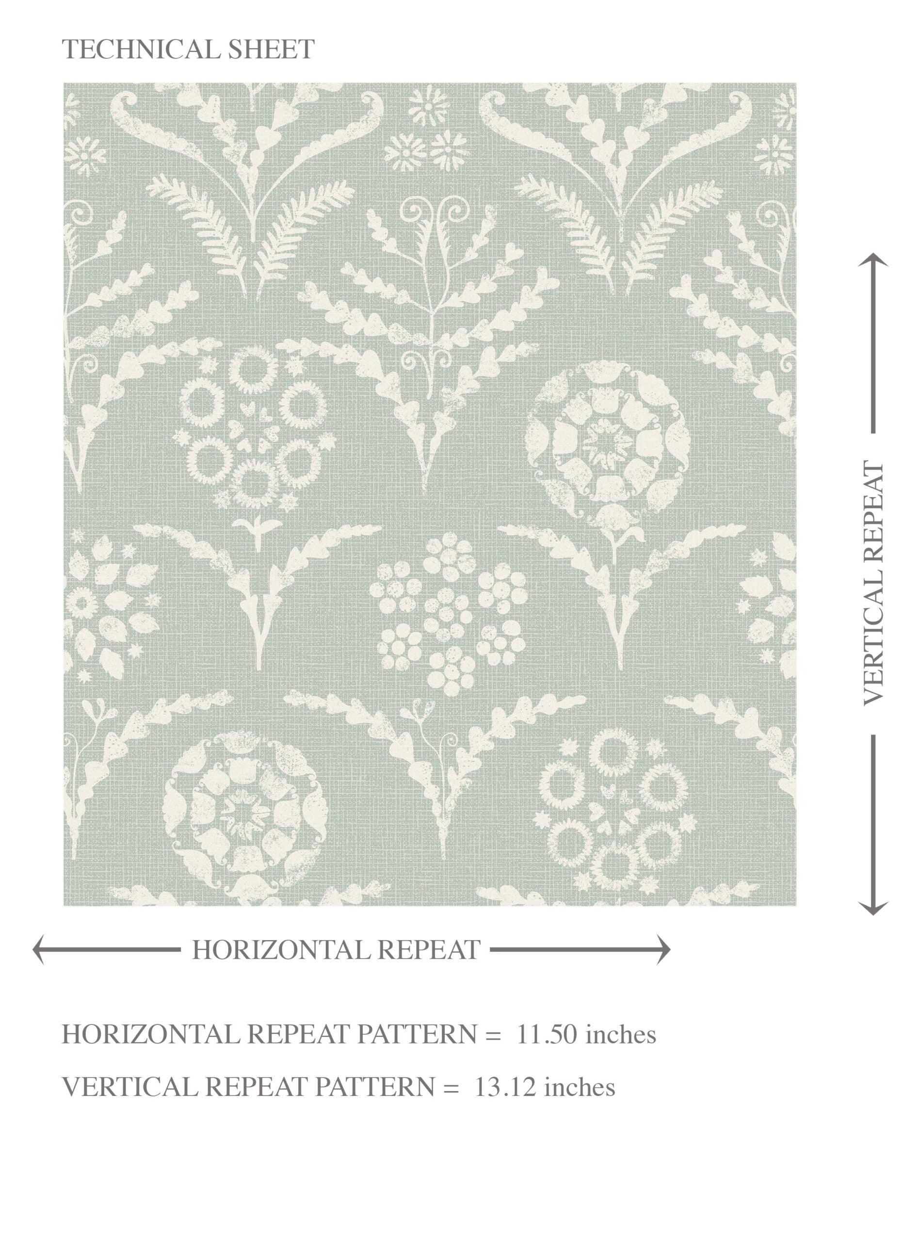 Modern Floral Botanical Kids Room Wallpaper Sample (Pastel Blue)