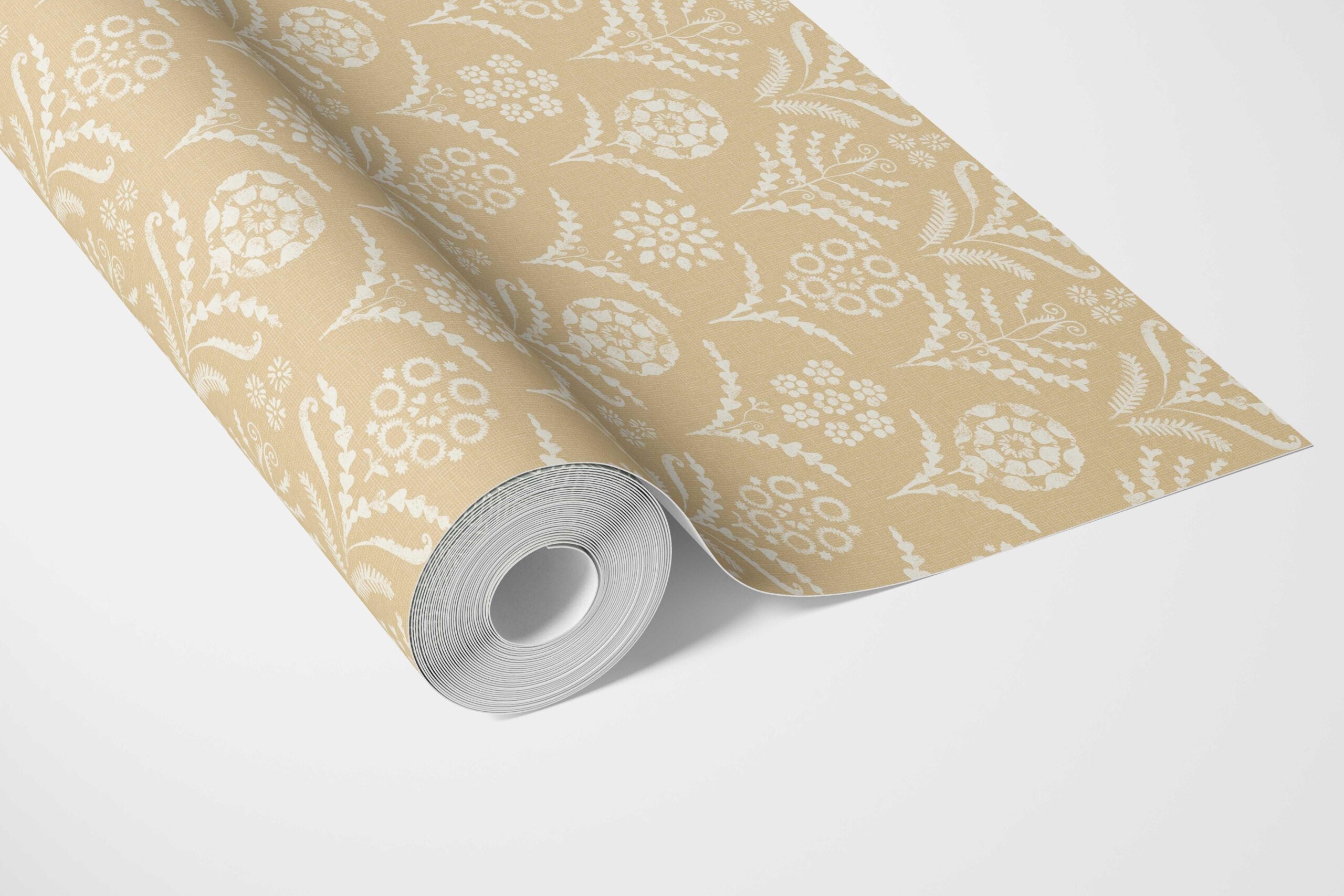 Modern Floral Botanical Bathroom Wallpaper Sample (Yellow/ White)