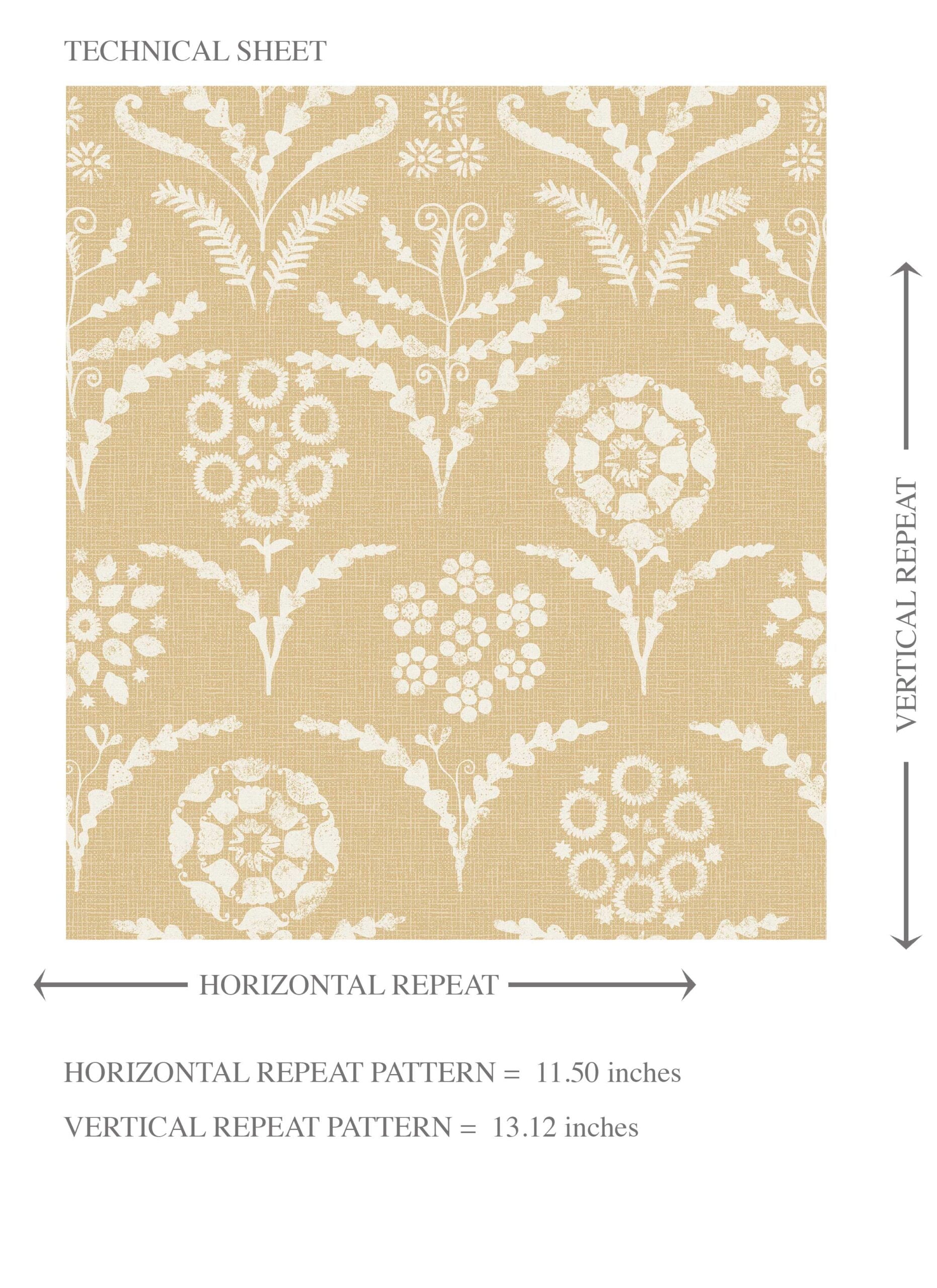 Modern Floral Botanical Kids Room Wallpaper Sample (Yellow/ White)