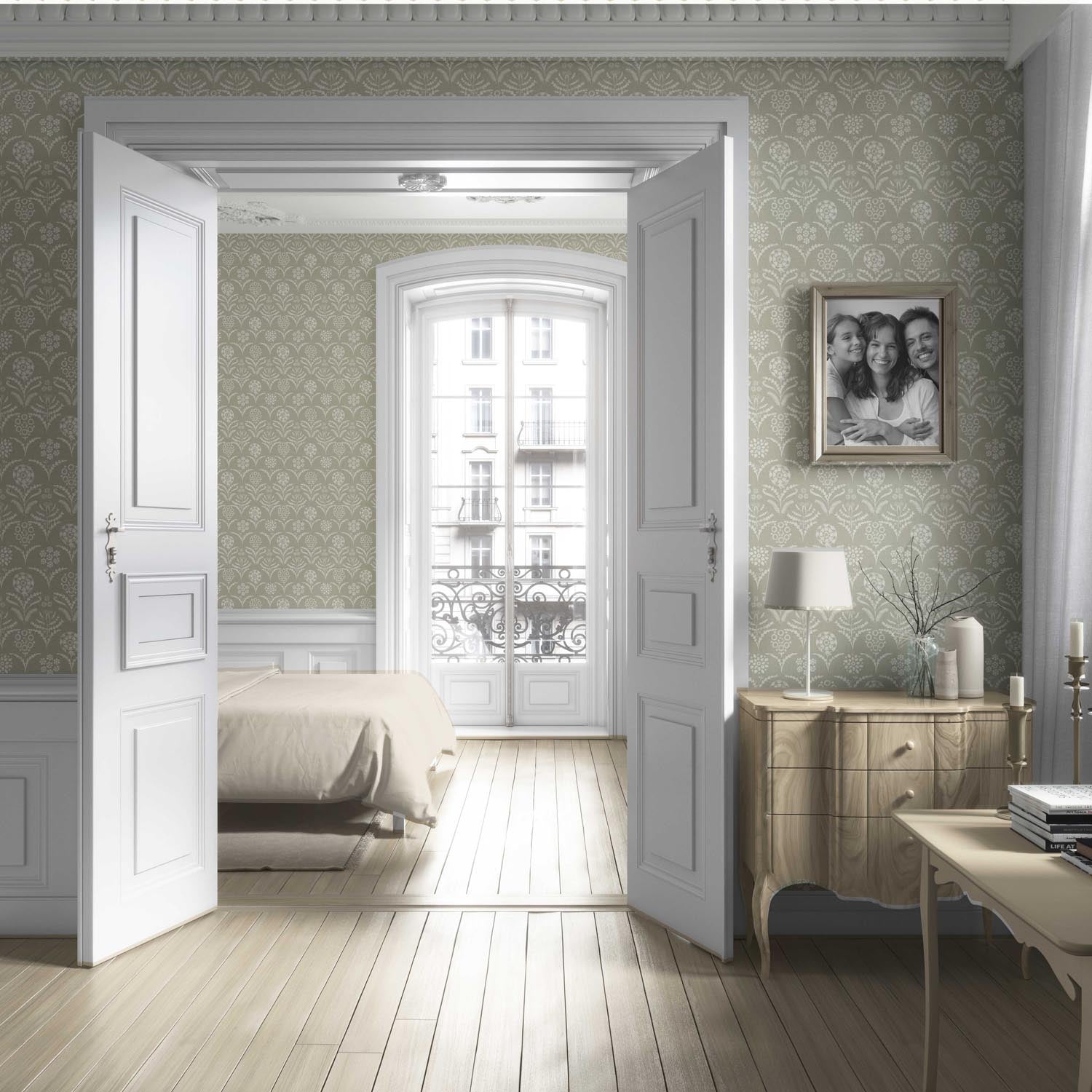 Modern Floral Botanical Living Room Wallpaper Sample (Light Olive Green)