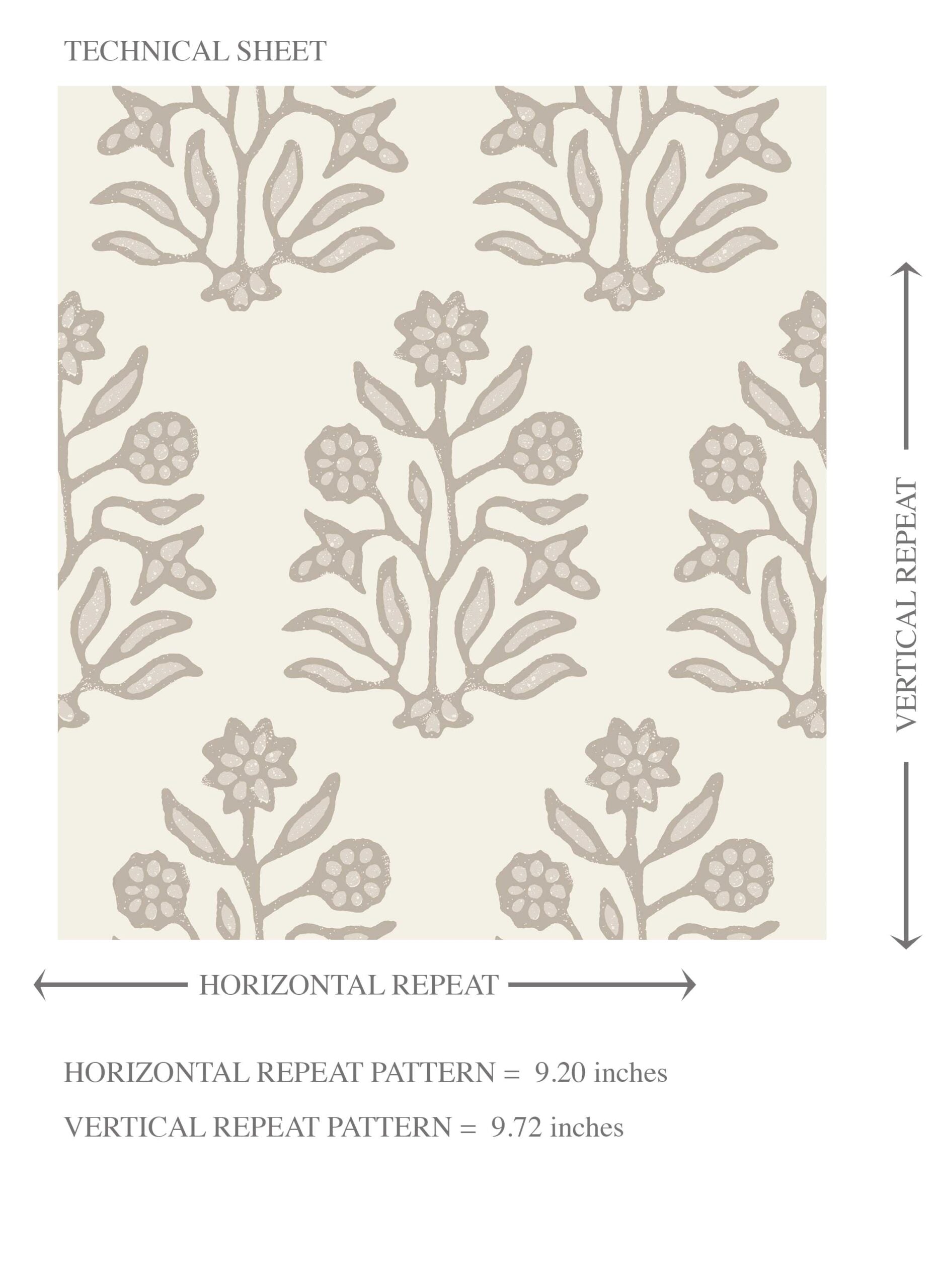 Vintage-Inspired Floral Block Print Kids Room Wallpaper (Cream/ Beige/ Greige)