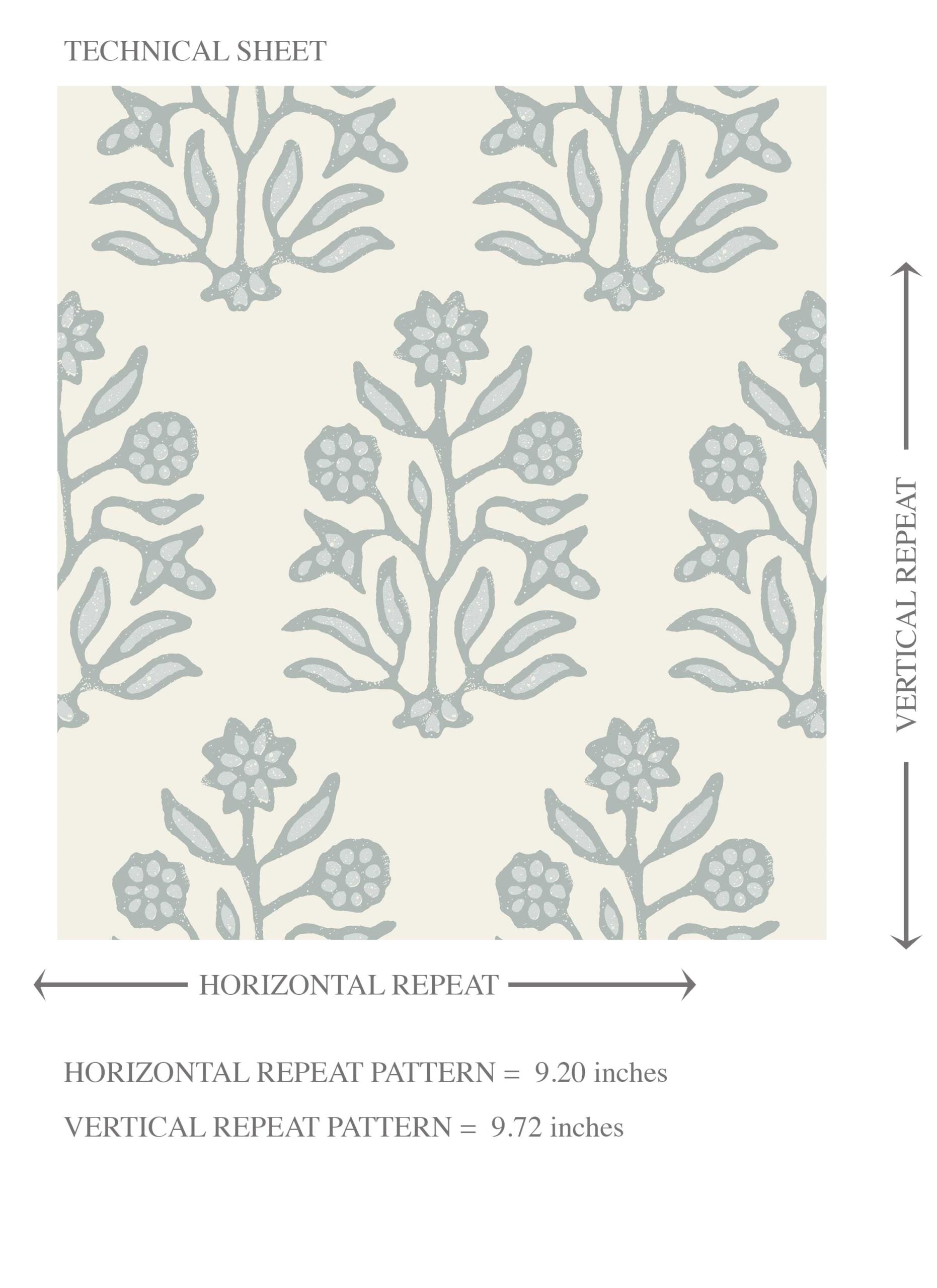 Vintage-Inspired Floral Block Print Kids Room Wallpaper (Cream/ Blue-Green)