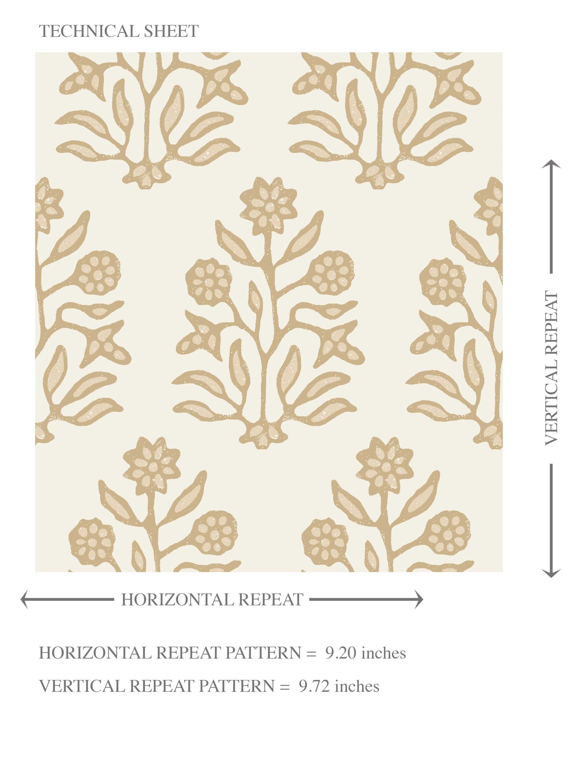 Neutral-Toned Botanical Floral Block Print Kids Room Wallpaper Sample (Yellow/ Cream)