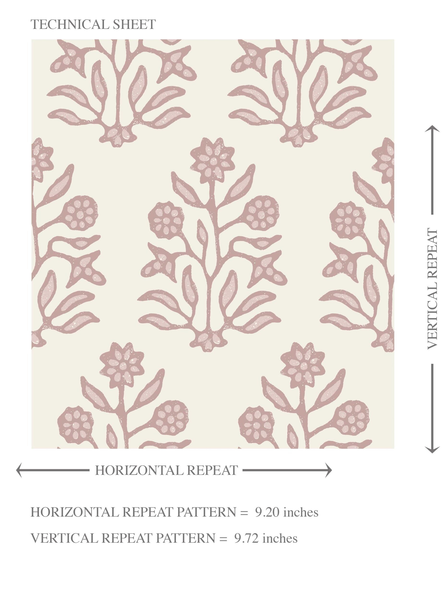 Vintage-Inspired Floral Block Print Kids Room Wallpaper (Pink/ Cream)
