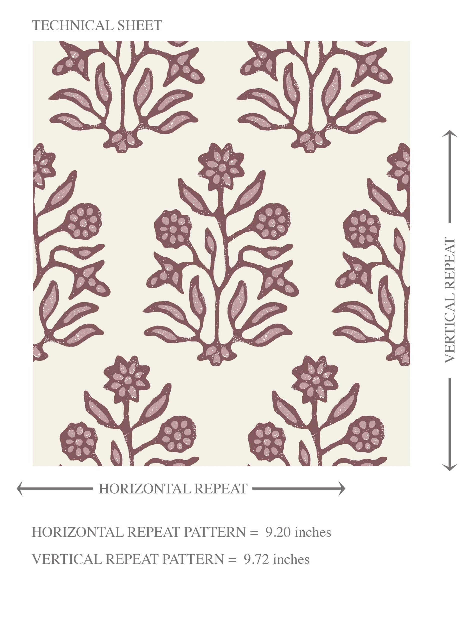 Vintage-Inspired Floral Block Print Kids Room Wallpaper Sample (Deep Pink/ Cream)