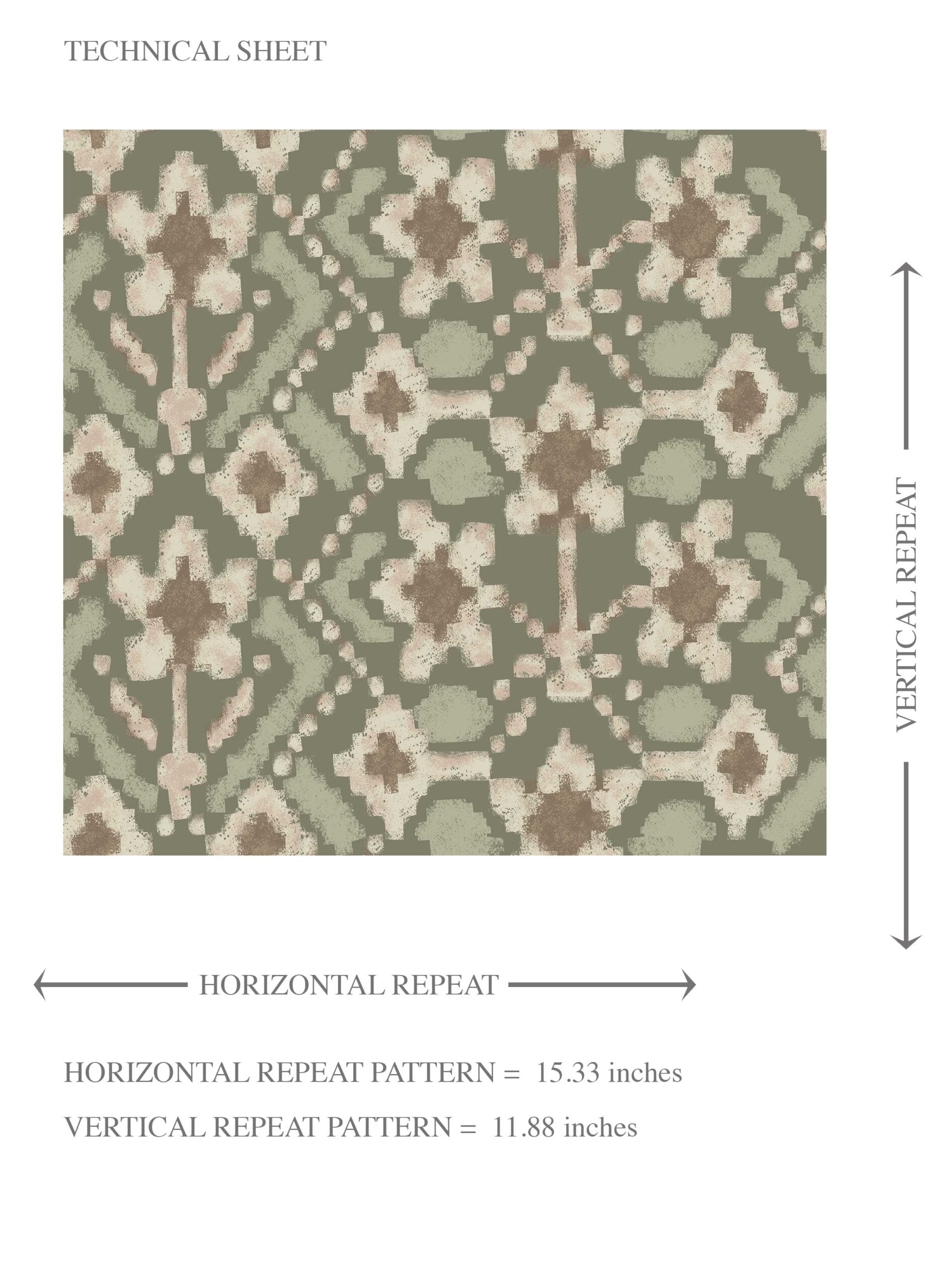 Modern Botanical Floral Kids Room Wallpaper Sample (Olive Green/ Beige)