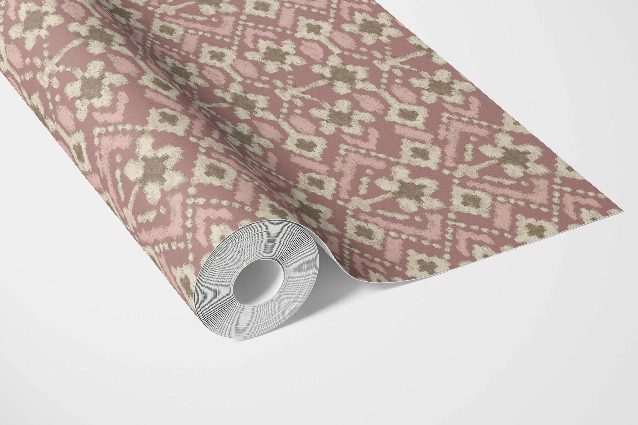 Modern Botanical Floral Bathroom Wallpaper (Peach/ Dusky Pink/ Beige)