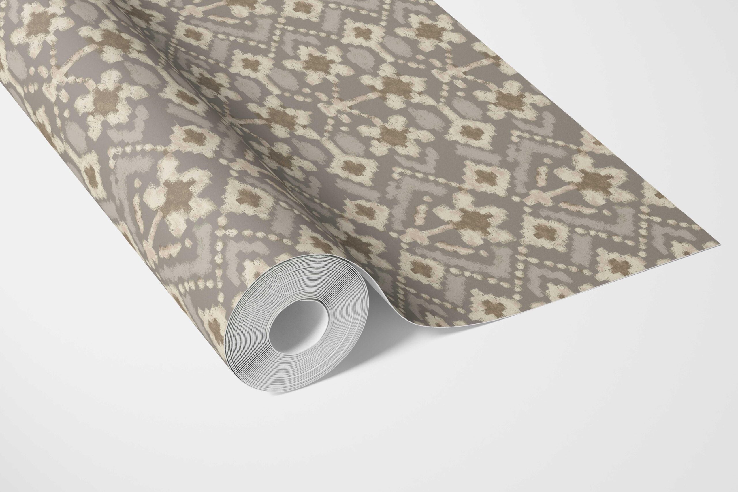 Modern Neutral-Toned Botanical Floral Bathroom Wallpaper Sample (Brown/ Taupe/ Beige)