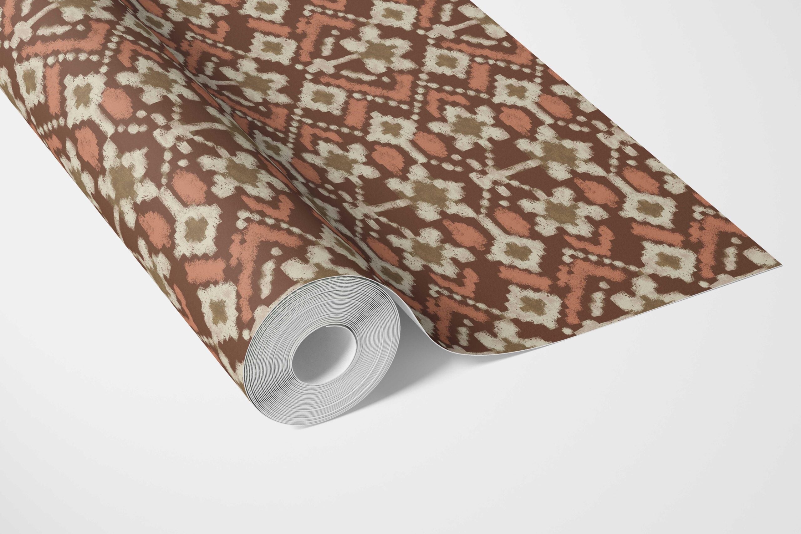 Modern Botanical Floral Bathroom Wallpaper (Brown/ Orange/ Beige)