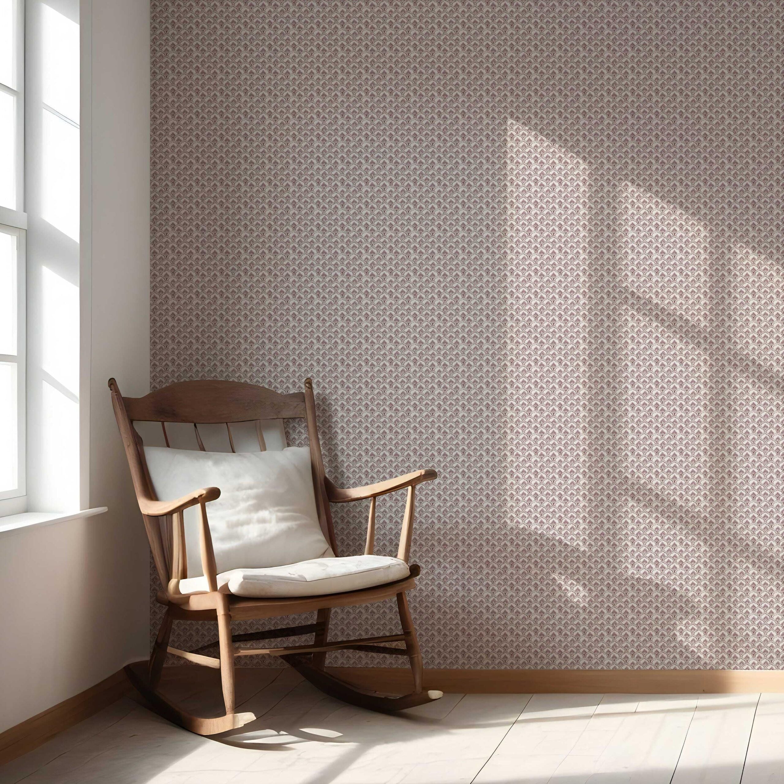 Small-Scale Floral Lattice Nursery Wallpaper Sample (Pink/ White)