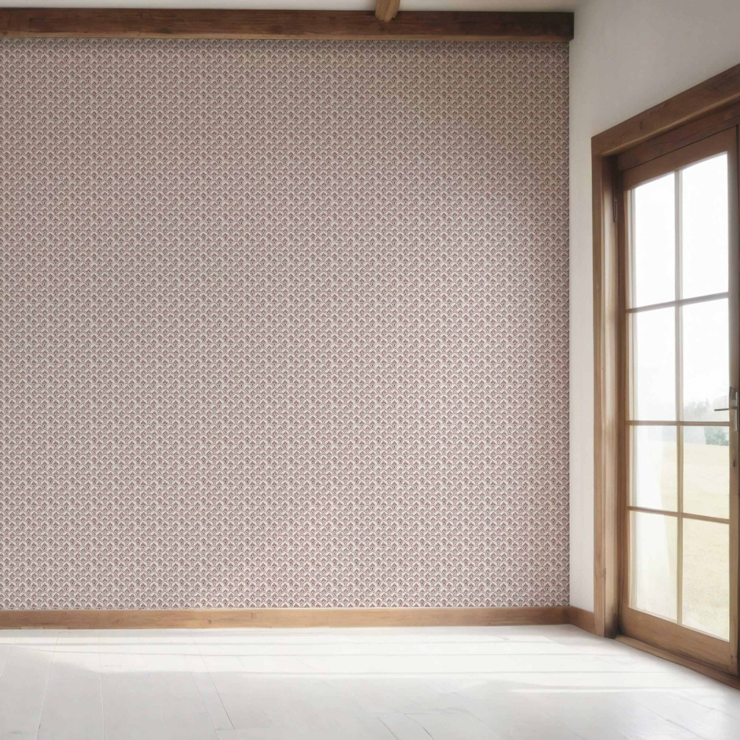 Small-Scale Floral Lattice Bedroom Wallpaper Sample (Pink/ White)