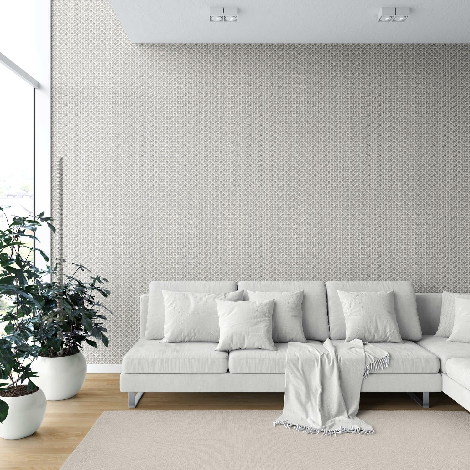 Small-Scale Floral Lattice Shower Toilet Wallpaper (Beige/ Gray/ White/ Taupe)