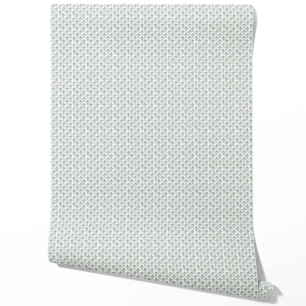 Small-Scale Floral Lattice Kitchen Wallpaper (Blue-Green/ White)