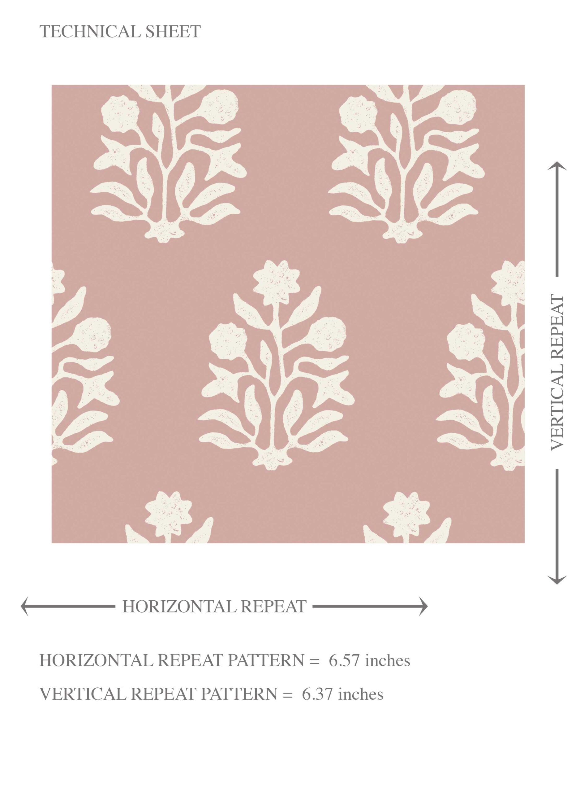 Vintage-Inspired Botanical Floral Block Print Kids Room Wallpaper (Pink/ Cream)