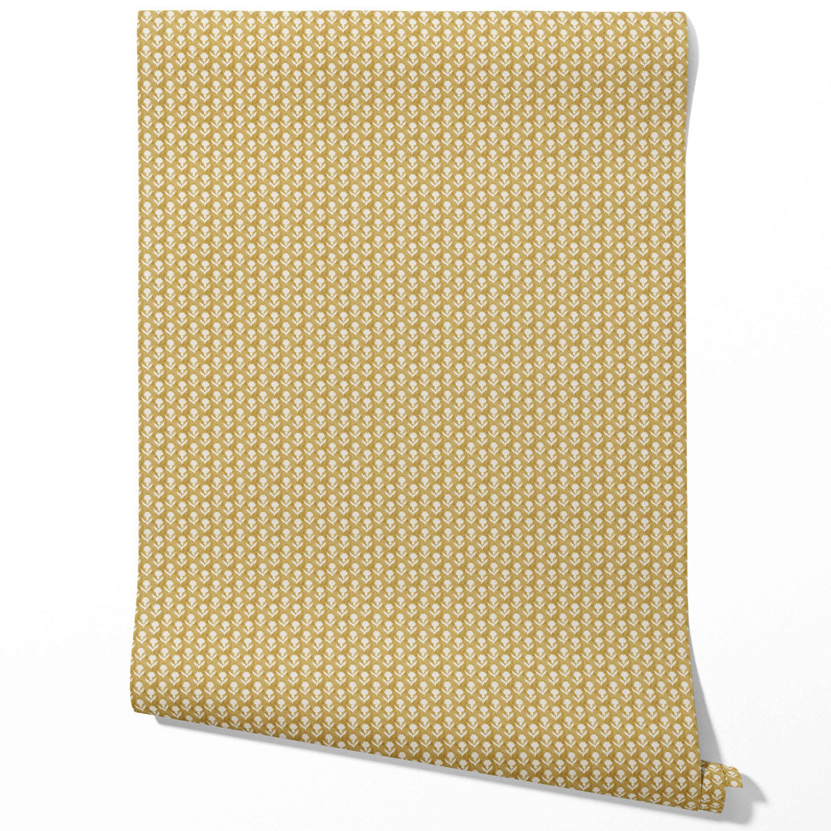 Small Floral Block Print Kitchen Wallpaper Sample (Yellow/ White)