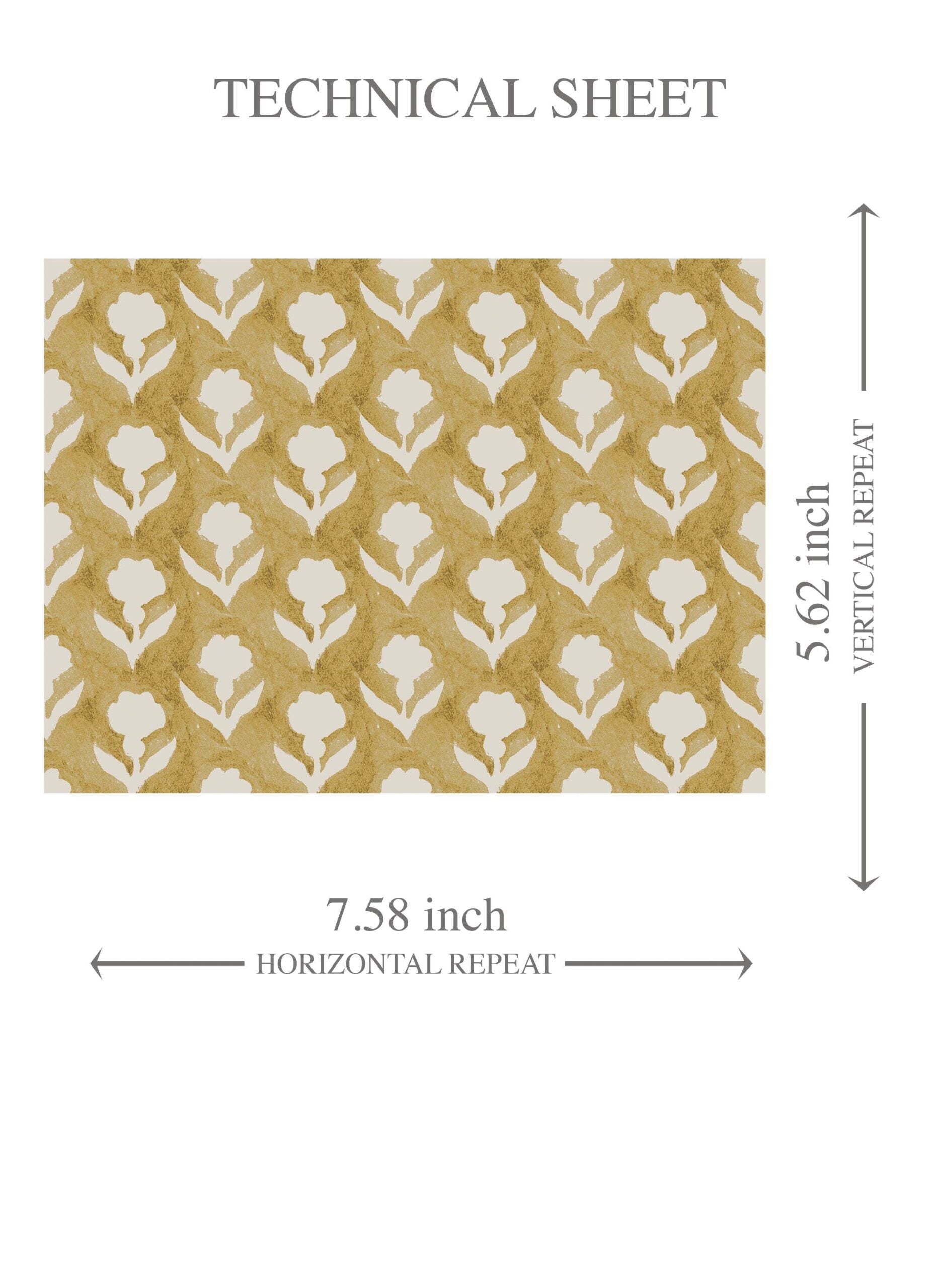 Small Floral Block Print Kids Room Wallpaper Sample (Yellow/ White)