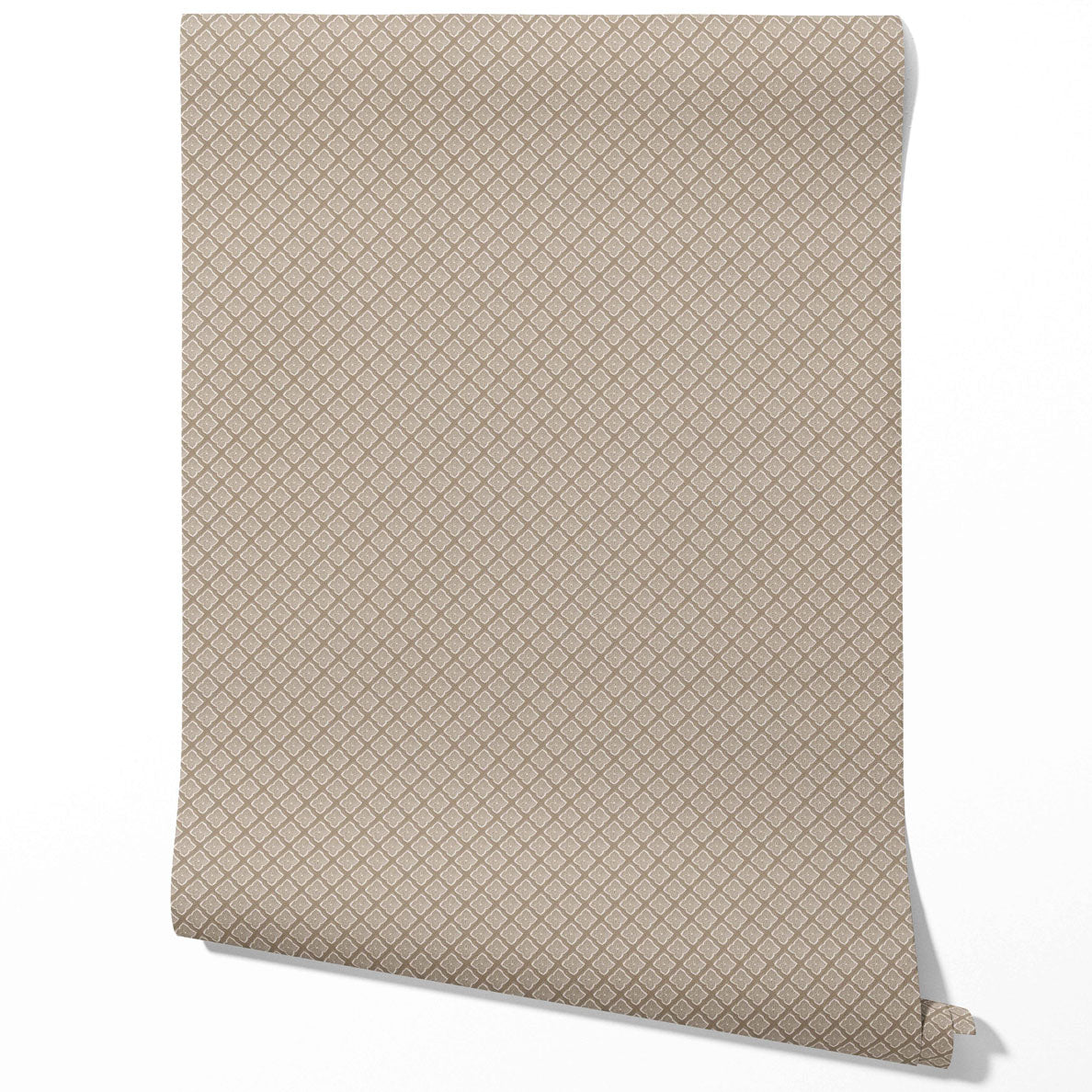 Small Floral Geometric Lattice Traditional Wallpaper Sample (Beige/ Brown/ Taupe)