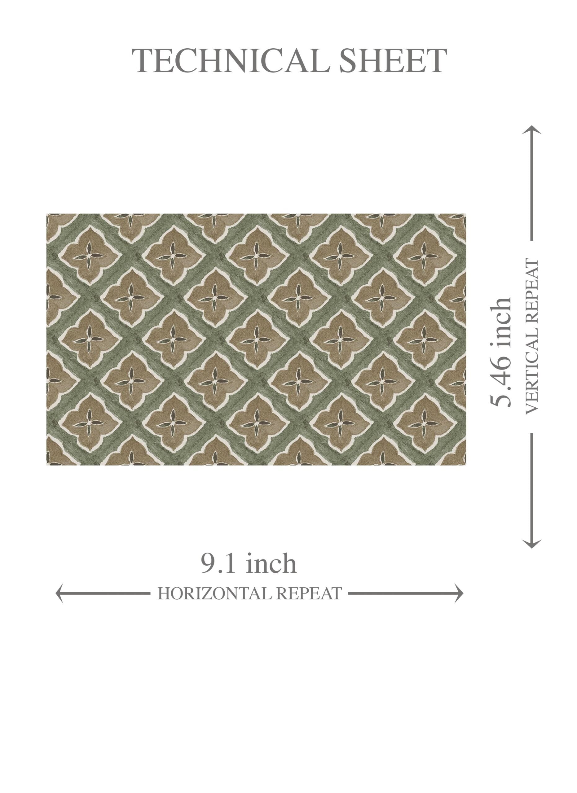 Small Floral Geometric Lattice Kids Room Wallpaper Sample (Olive Green/ Brown)