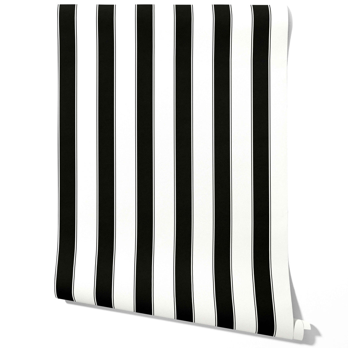Neutral-Toned Scandi-Inspired Striped Traditional Wallpaper Sample (Black & White)