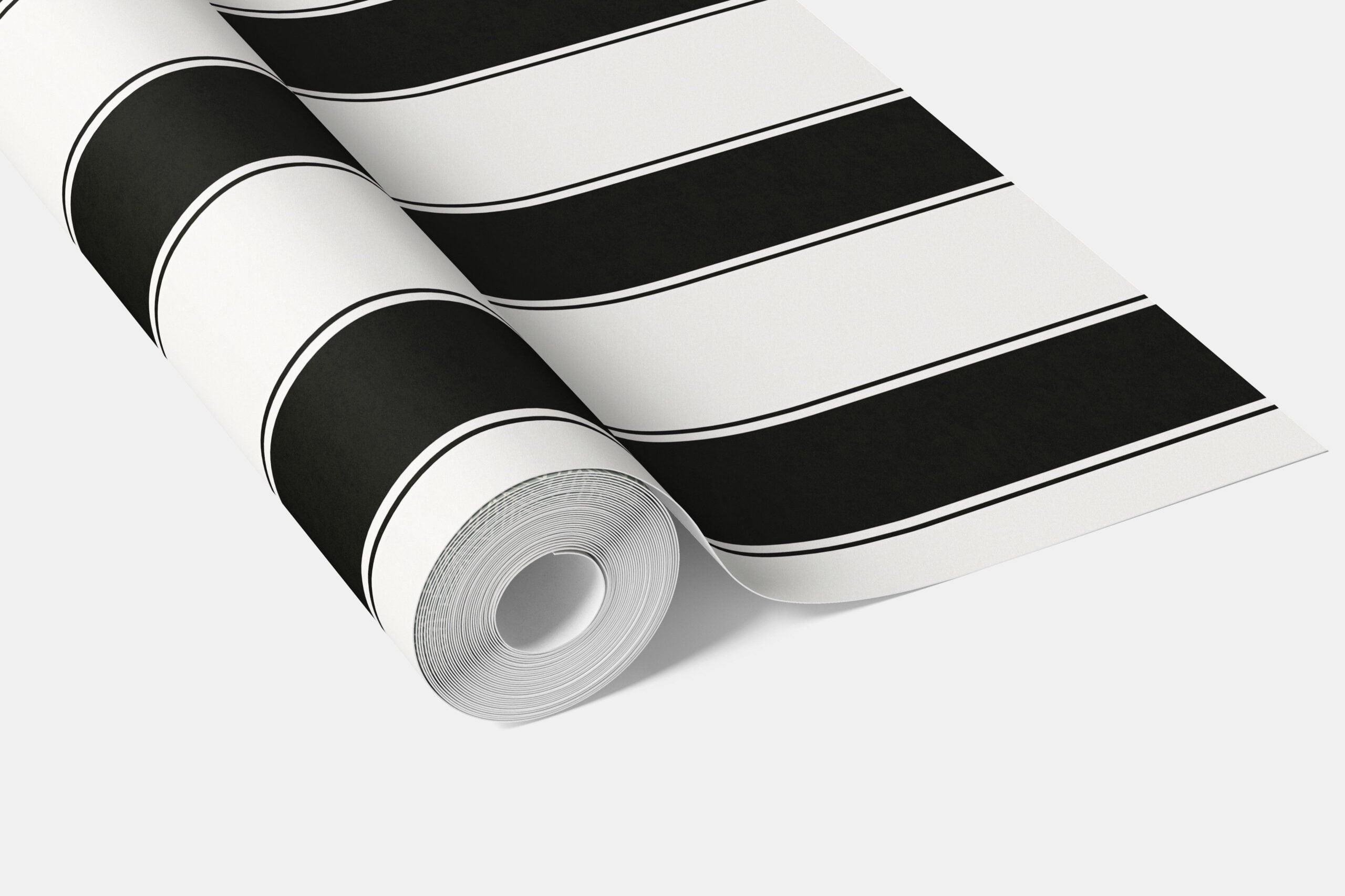 Neutral-Toned Scandi-Inspired Striped Bathroom Wallpaper (Black & White)