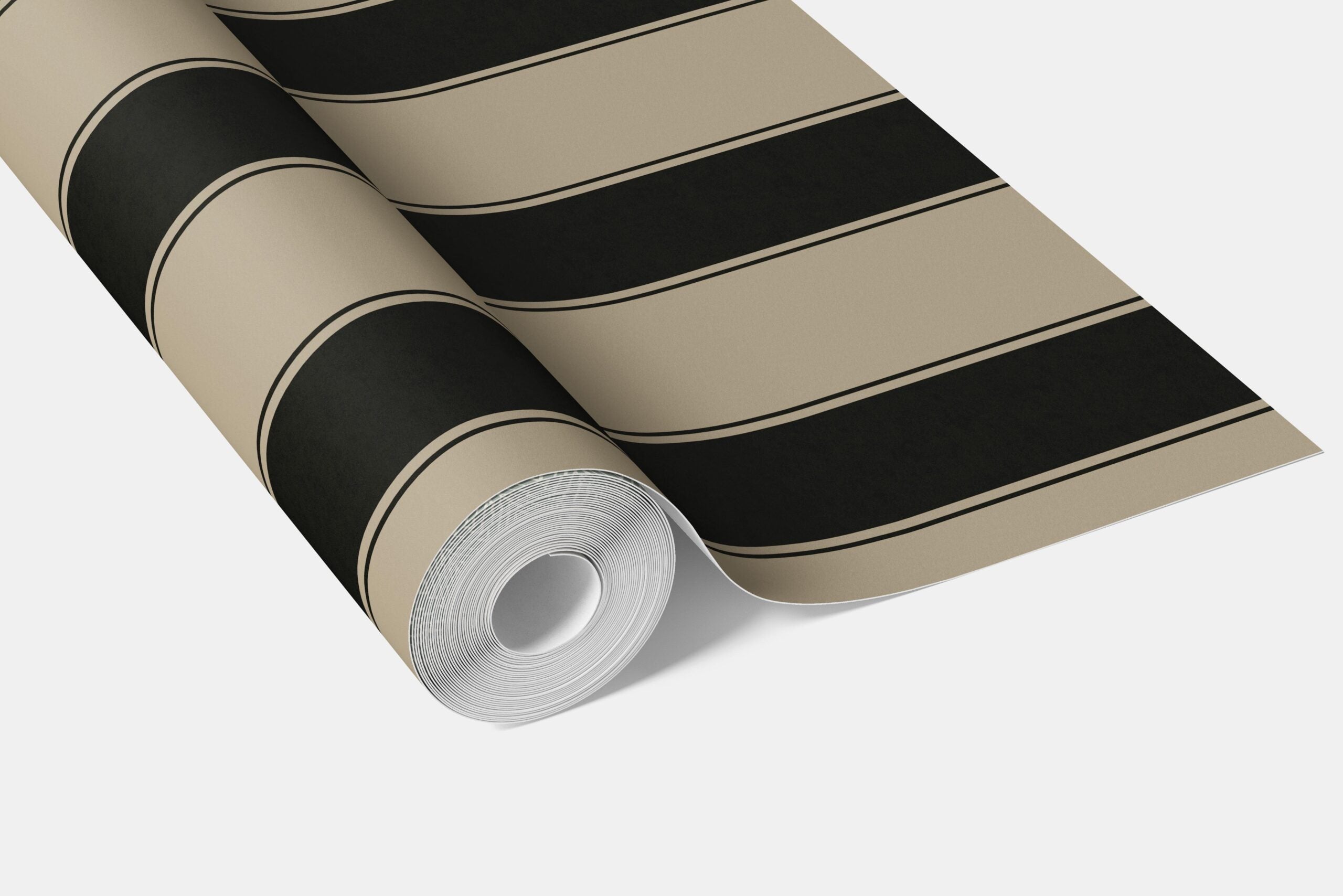 Neutral-Toned Scandi-Inspired Striped Bathroom Wallpaper Sample (Black/ Brown/ Beige)