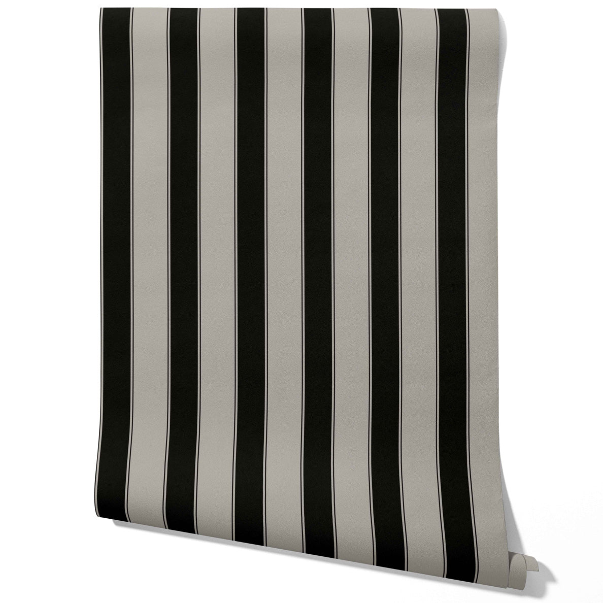 Neutral-Toned Scandi-Inspired Striped Traditional Wallpaper Sample (Gray/ Black)