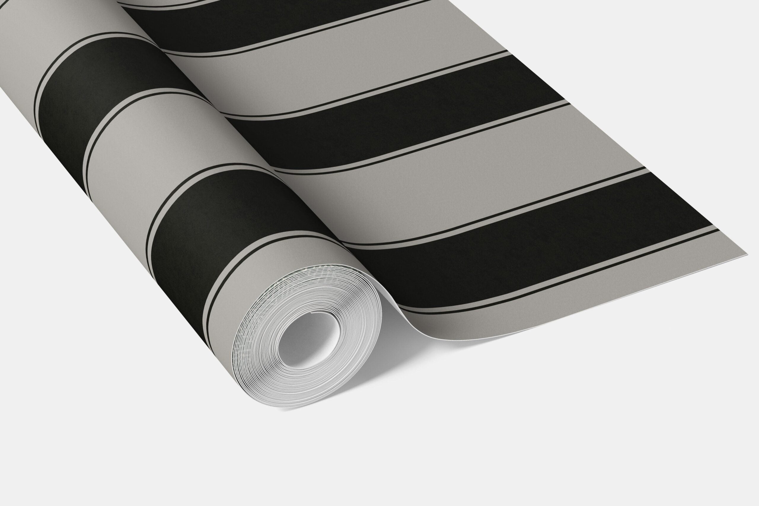 Neutral-Toned Scandi-Inspired Striped Bathroom Wallpaper Sample (Gray/ Black)