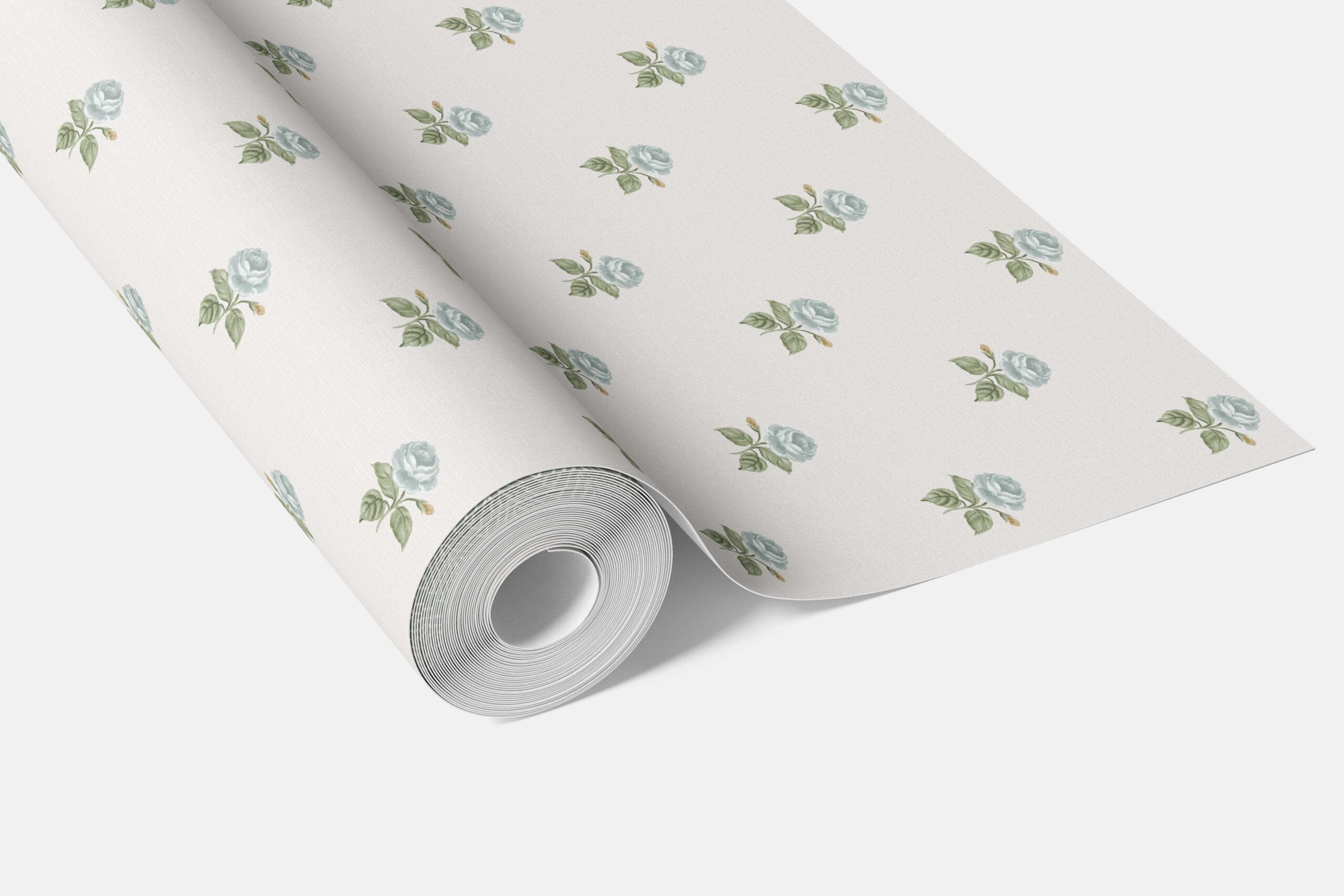 Vintage-Inspired Floral Block Print Kitchen Wallpaper (Blue/ Green/ White)