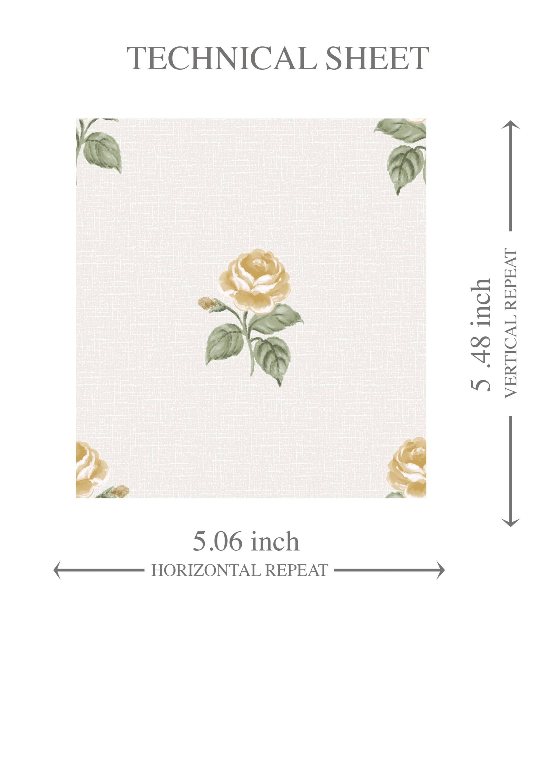 Vintage-Inspired Floral Block Print Kids Room Wallpaper Sample (Yellow/ Green/ White)