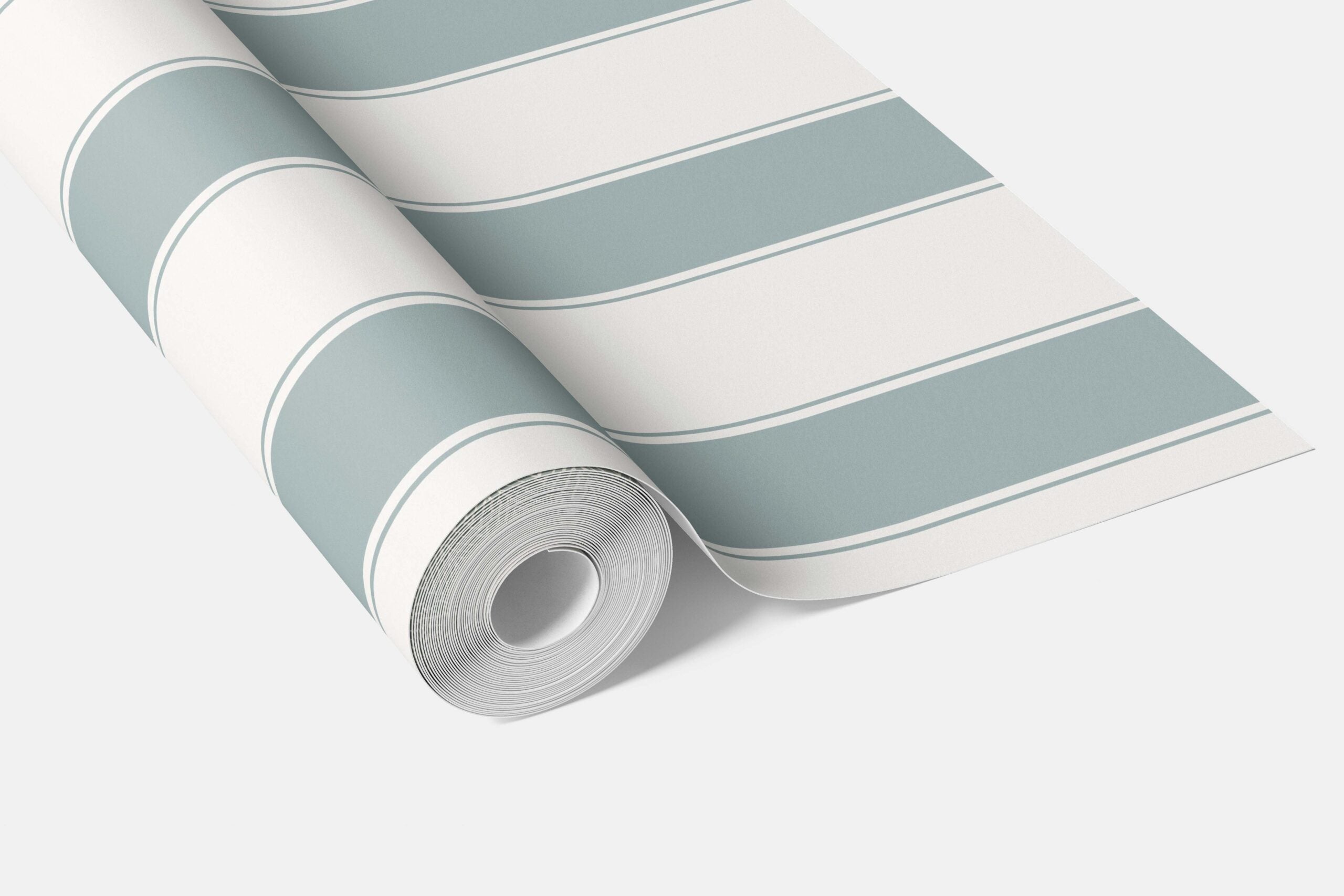 Geometric Striped Kitchen Wallpaper (Duck Egg Blue/ White)