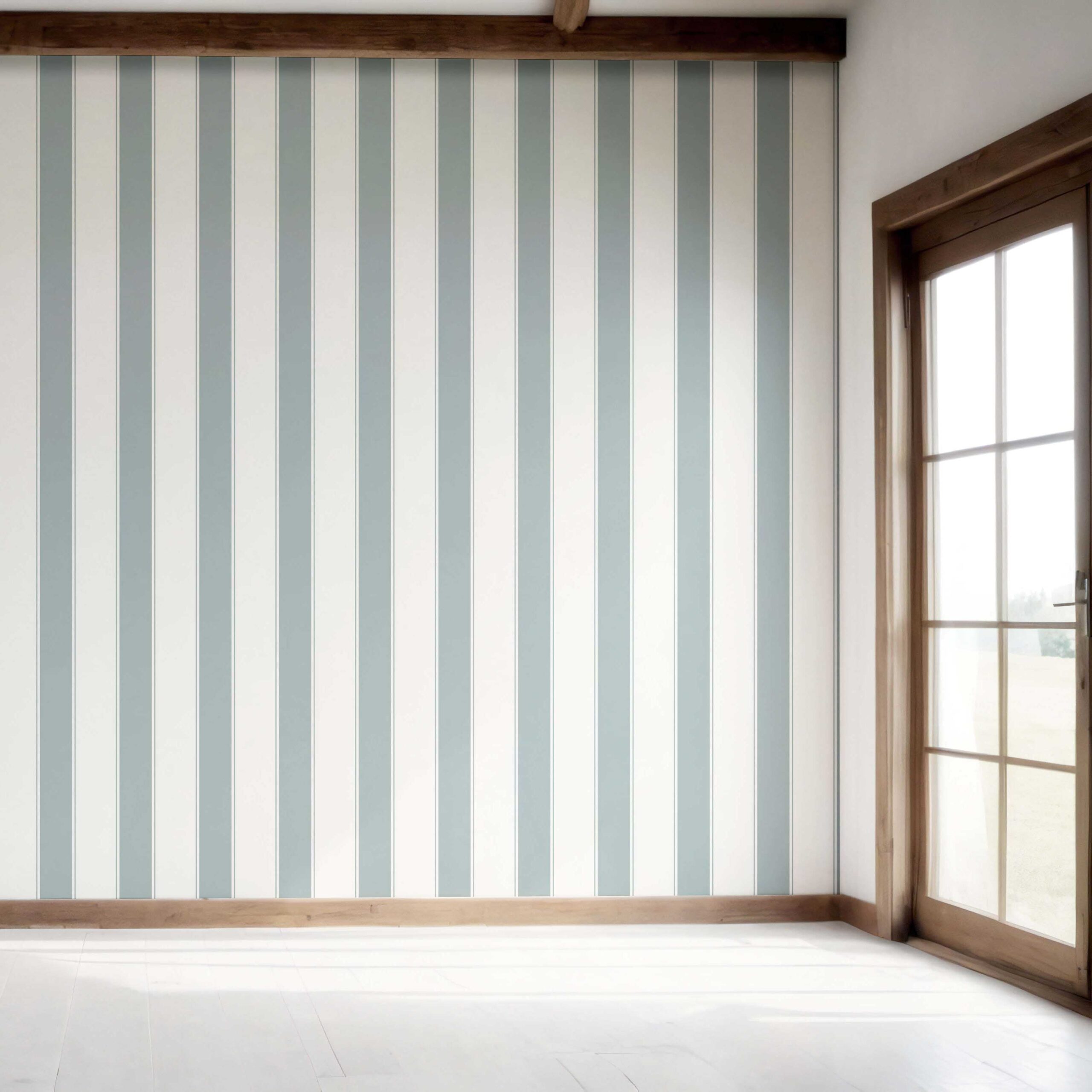 Geometric Striped Bedroom Wallpaper (Duck Egg Blue/ White)