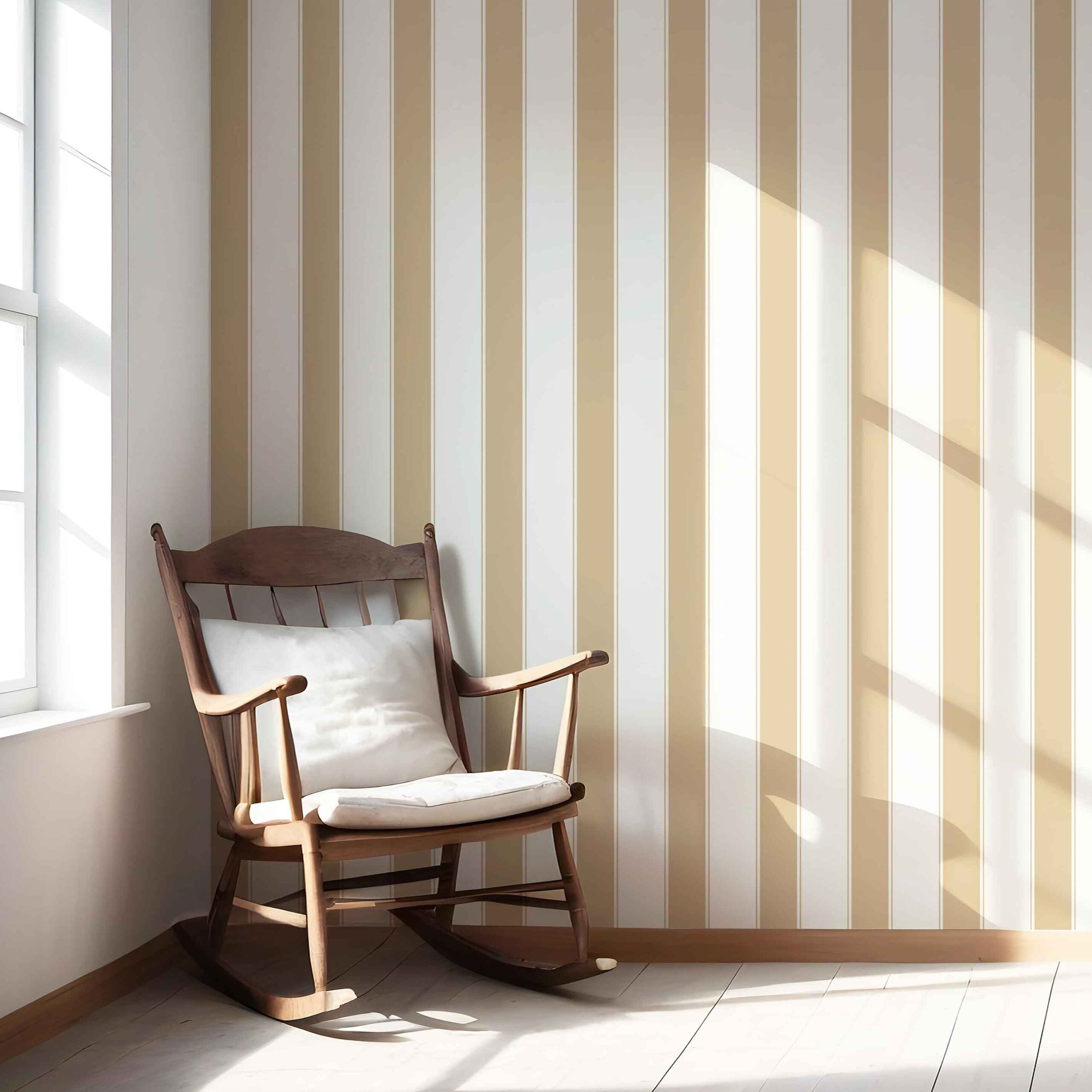 Geometric Striped Shower Toilet Wallpaper Sample (Sand Beige/ Tan/ White)