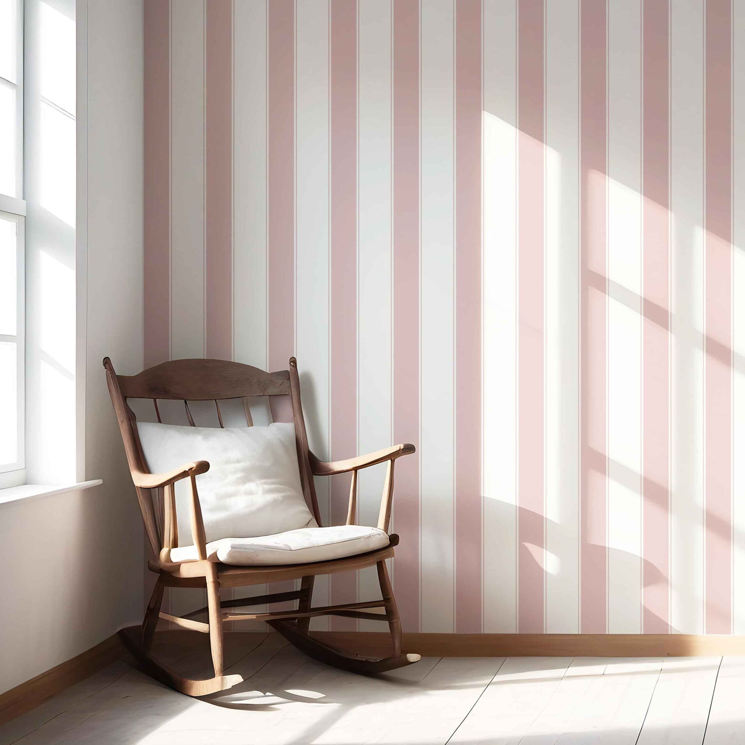 Geometric Striped Shower Toilet Wallpaper Sample (Pink/ White)