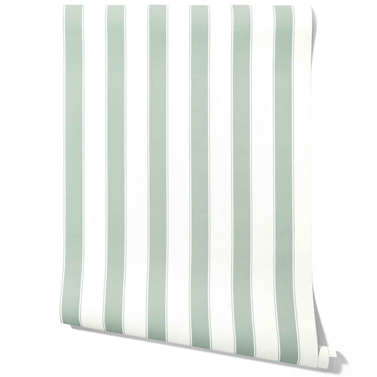 Geometric Striped Traditional Wallpaper (Green-Blue)