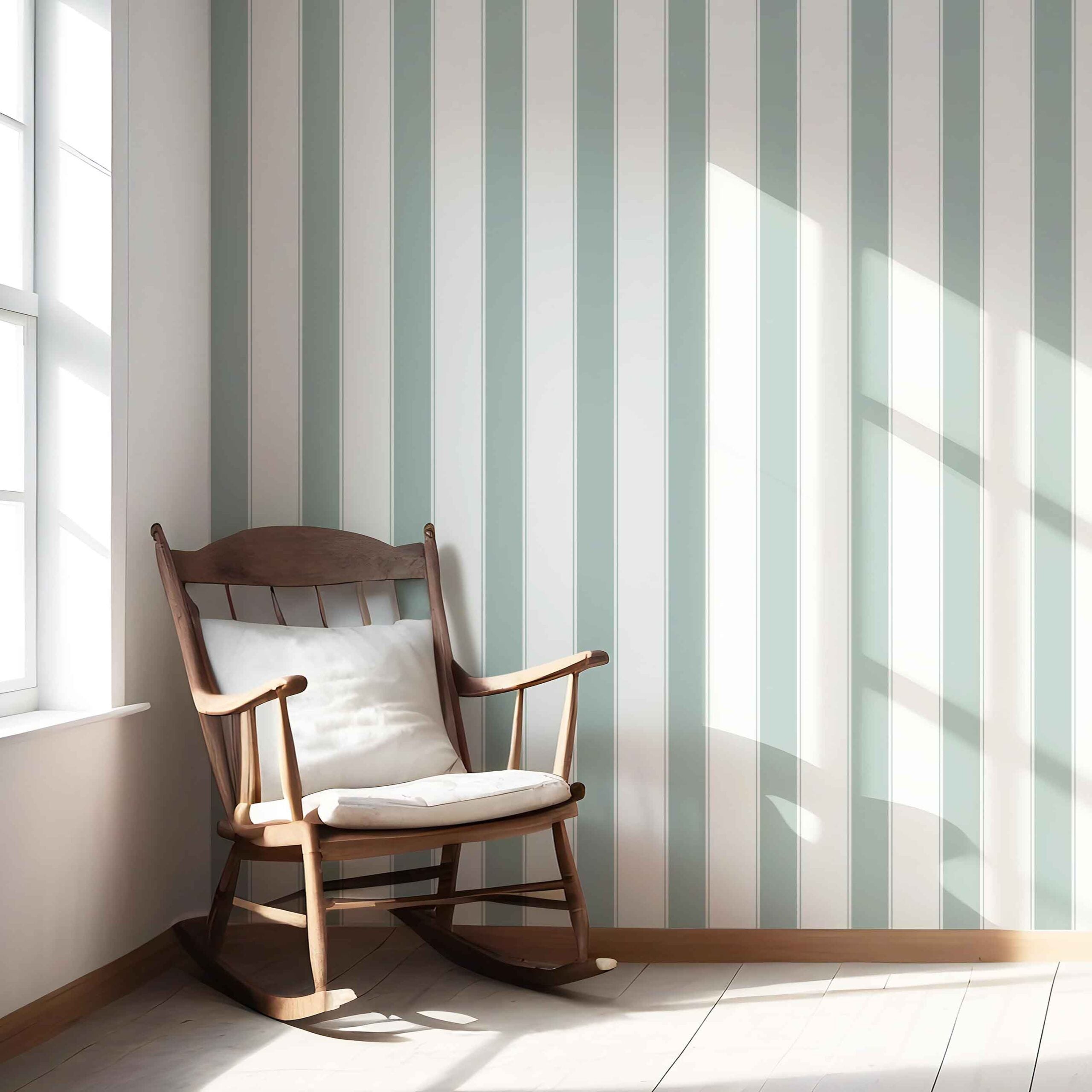 Geometric Striped Shower Toilet Wallpaper Sample (Green-Blue)
