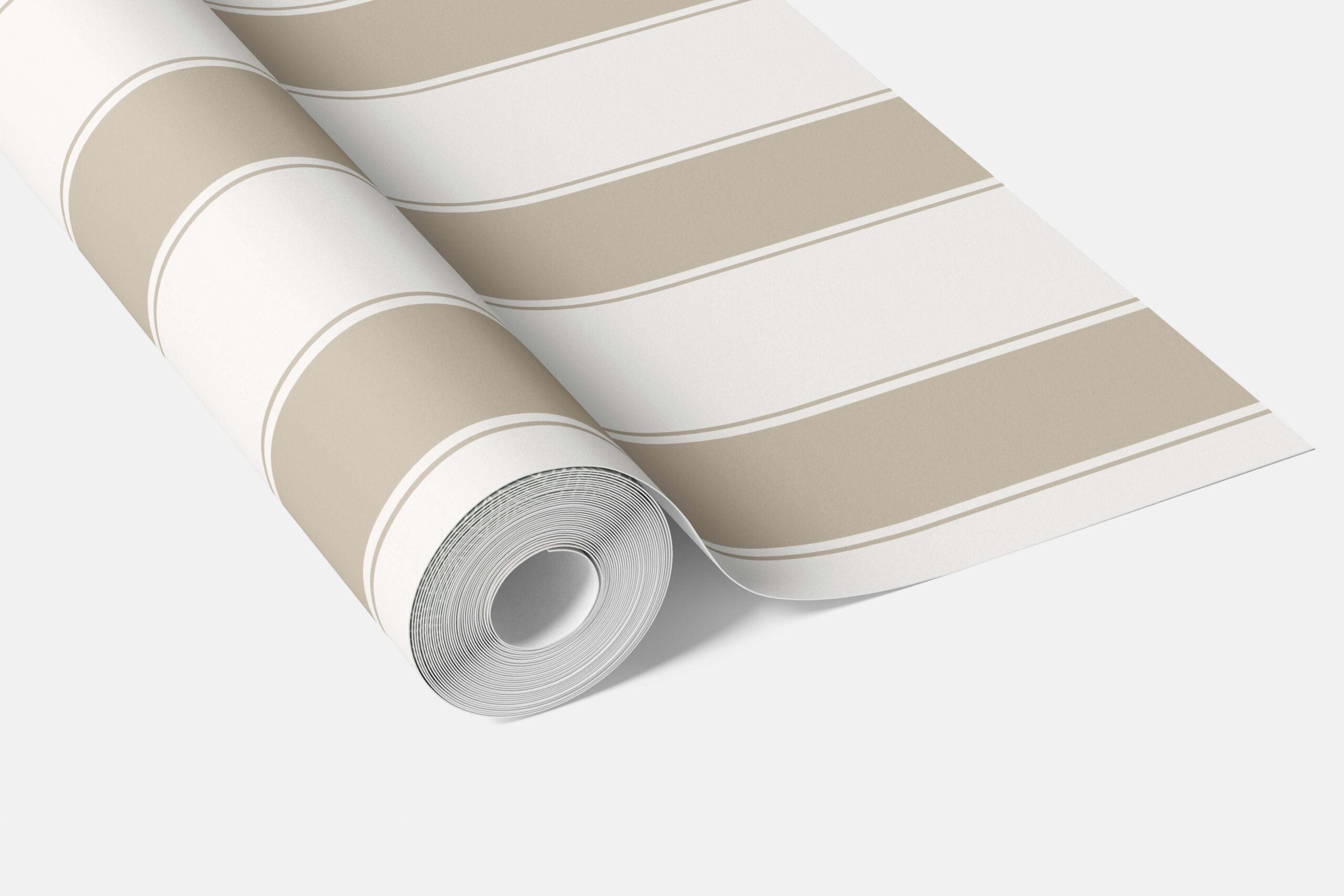 Neutral Geometric Striped Kitchen Wallpaper Sample (Stone Beige/ White)