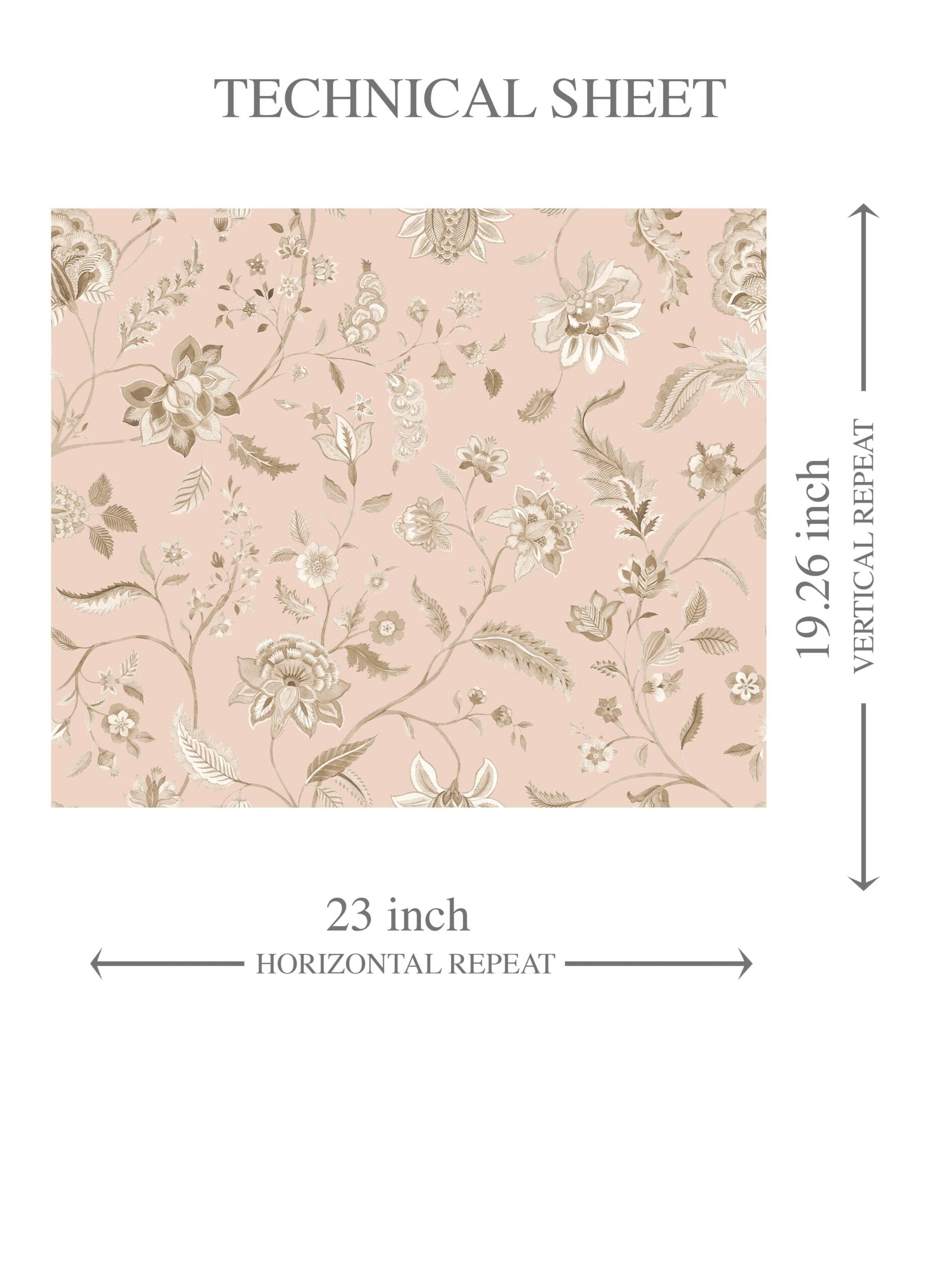 Floral Botanical Patterned Kids Room Wallpaper Sample (Sandy Pink/ Beige)