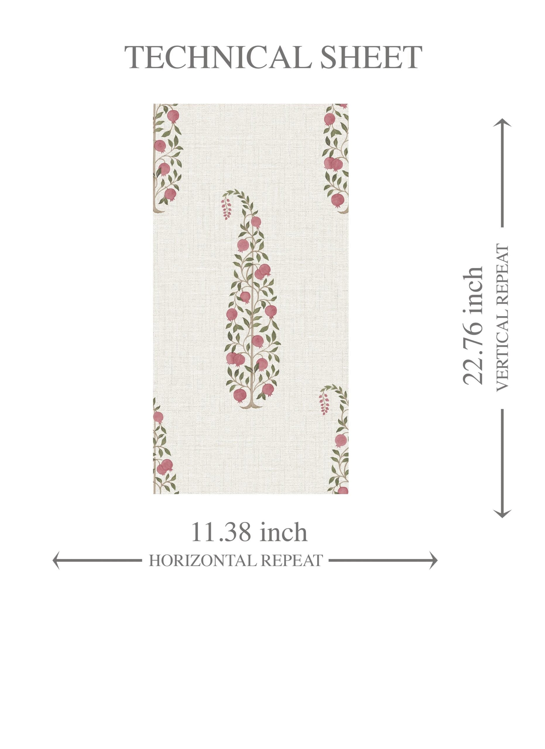 Ethnic/ Vintage-Inspired Floral Paisley Kids Room Wallpaper Sample (Pink/ Green/ Off-White)