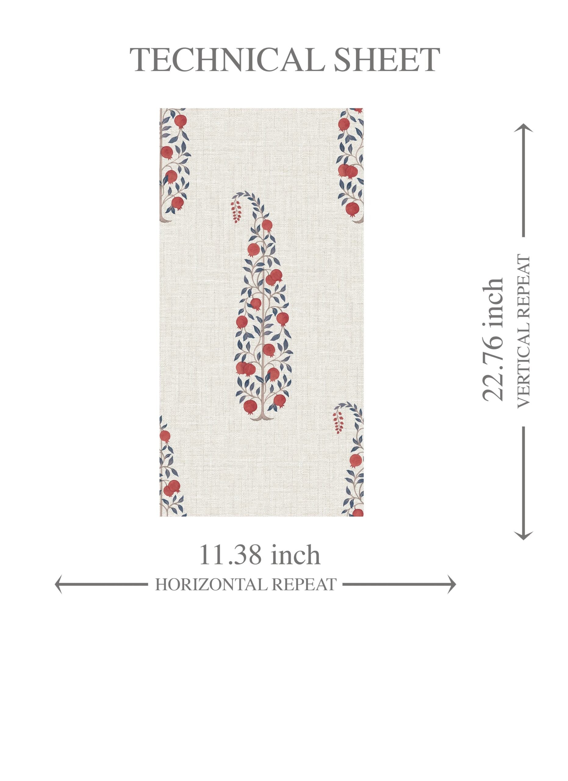 Ethnic/ Vintage-Inspired Floral Paisley Kids Room Wallpaper Sample (Red/ Navy Blue/ Off-White)