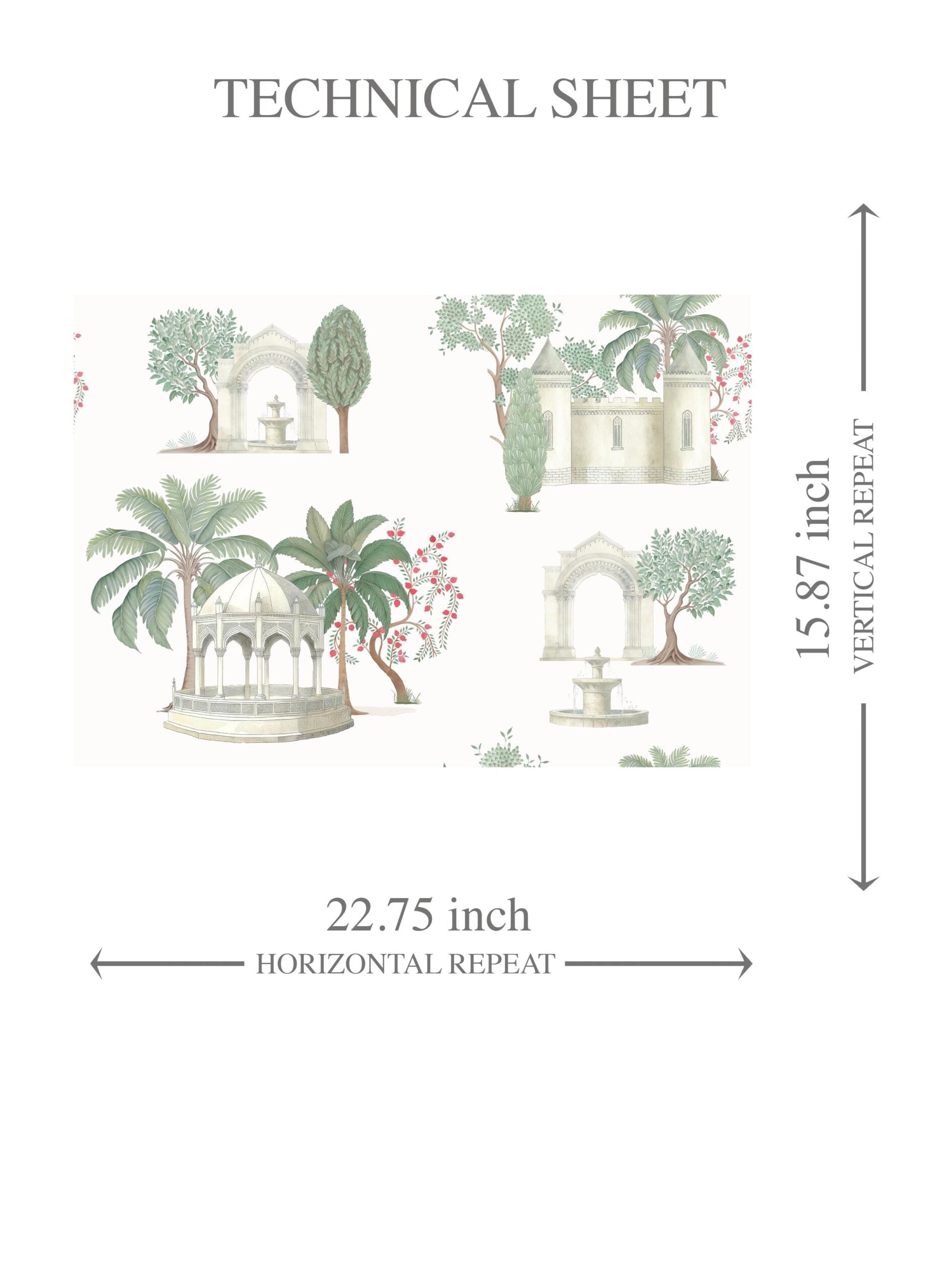 Floral Botanical Patterned Kids Room Wallpaper Sample (Pink/ Red/ Green/ White)