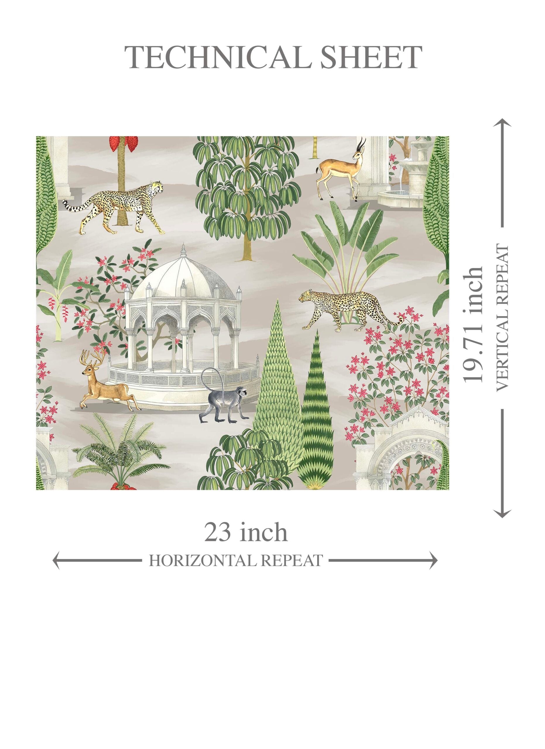 Vintage Heritage/ Ethnic Chinoiserie Kids Room Wallpaper Sample (White/ Green/ Pink/ Tan/ Red)