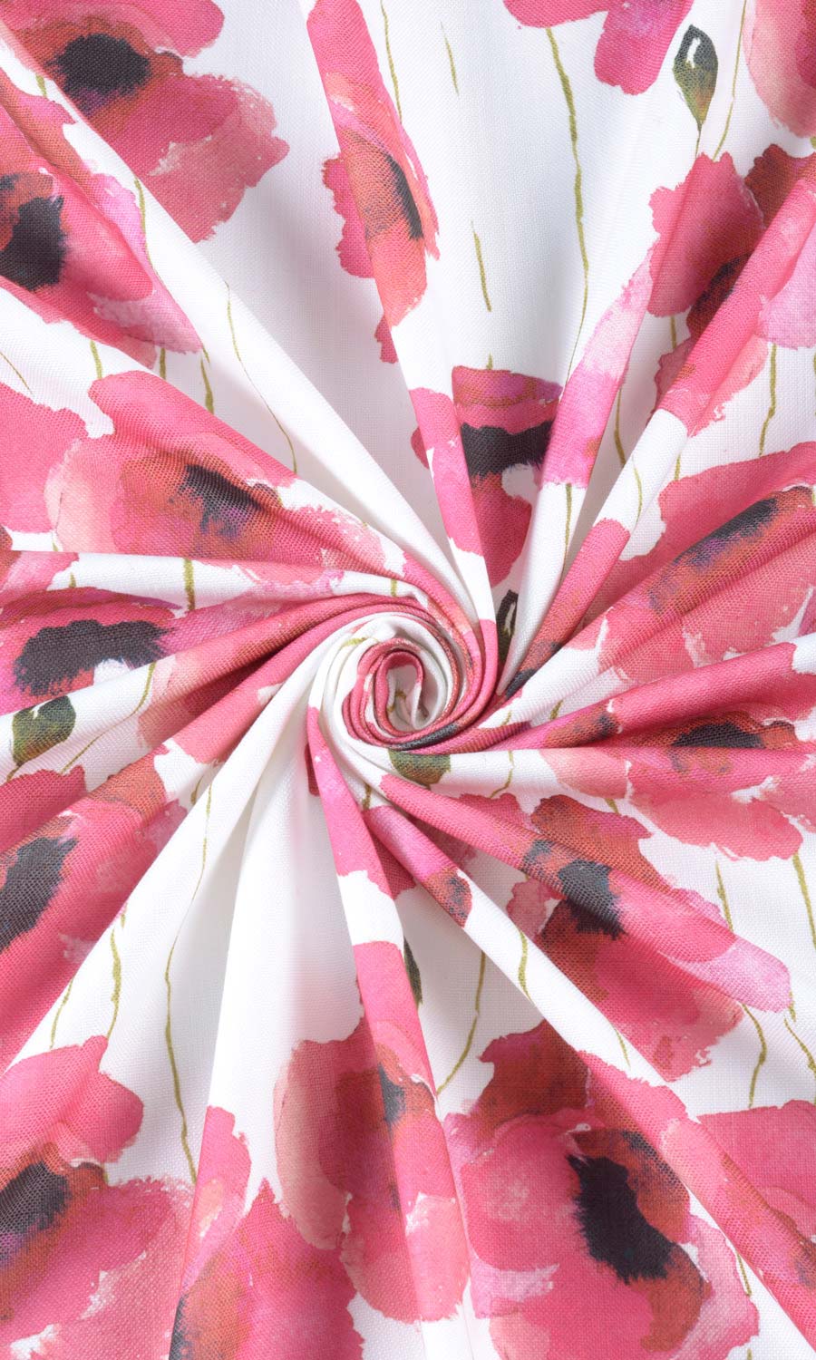 Water Lilies Floral Fabric By the Metre for Curtains & Drapes (Pink)