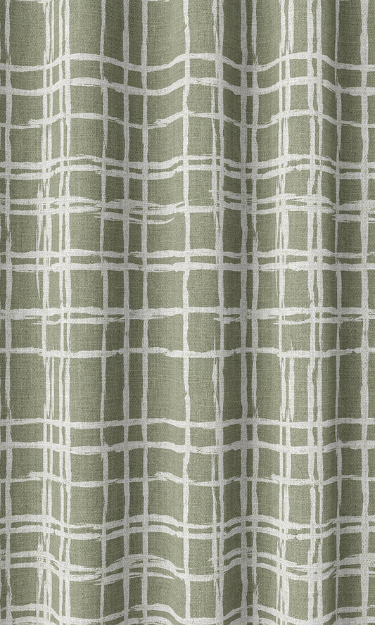 Modern Abstract Print Curtains (Green/ White)