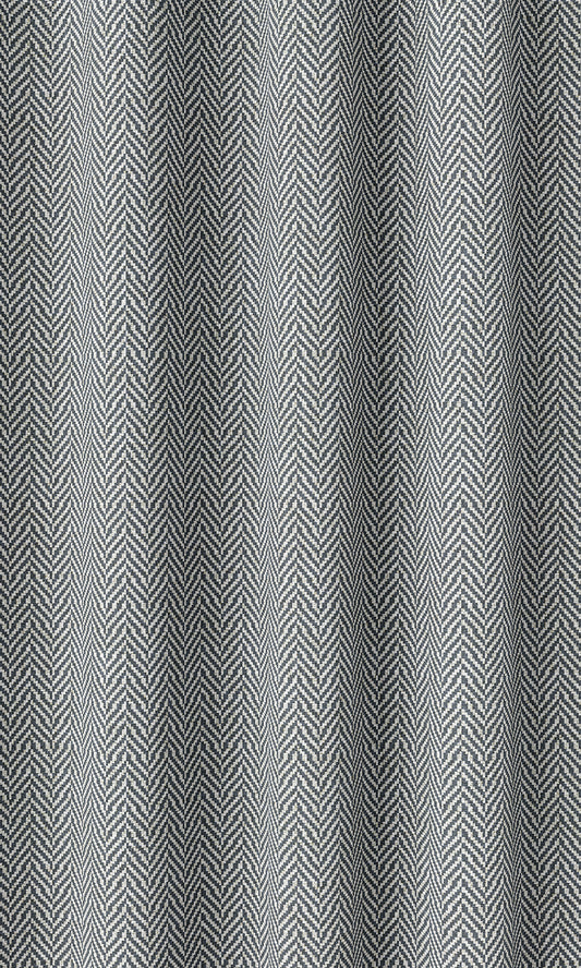 Herringbone Print Home Décor Fabric By the Metre (Petrol Blue/ White)