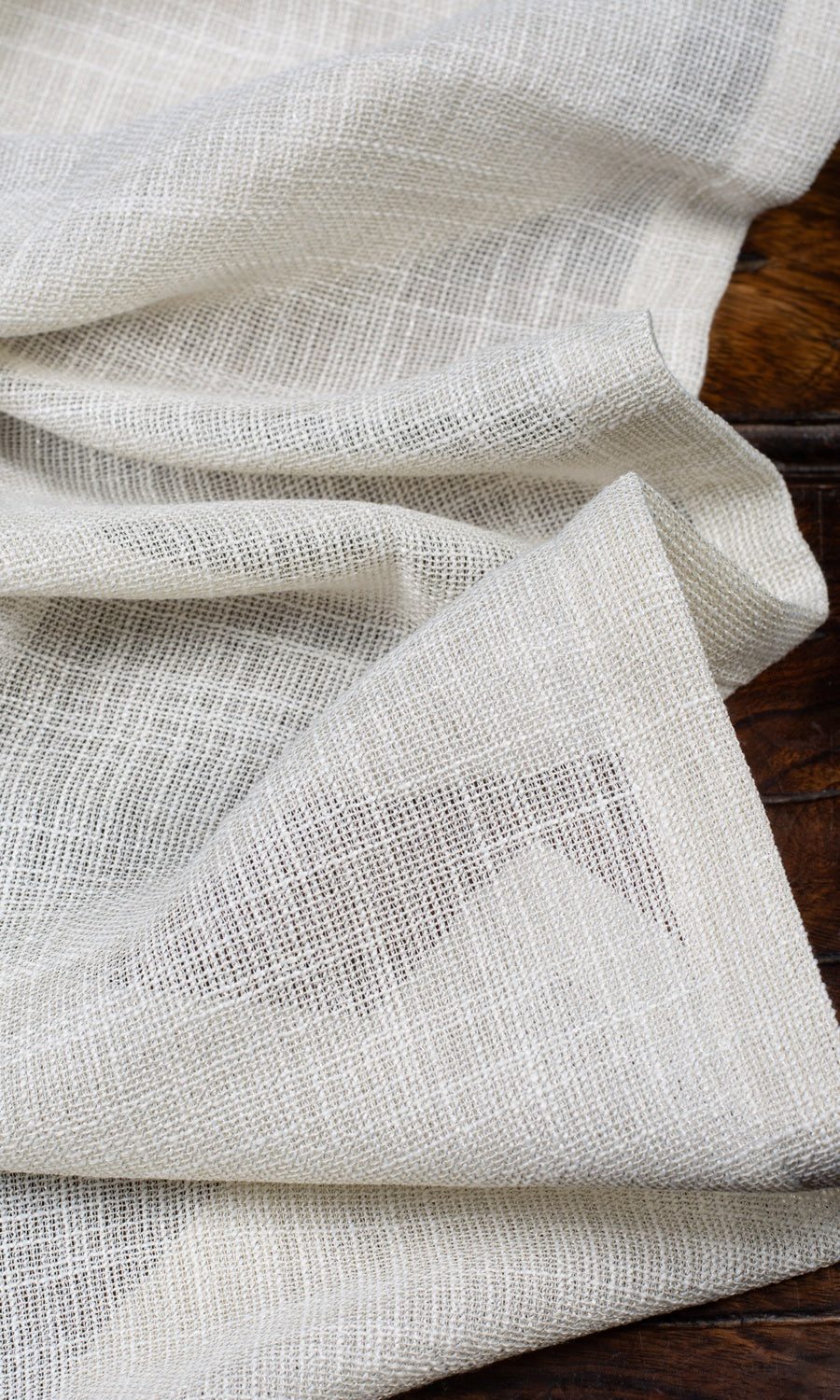 Textured Sheer Home Décor Fabric By the Metre (Parchment White/ Greige)