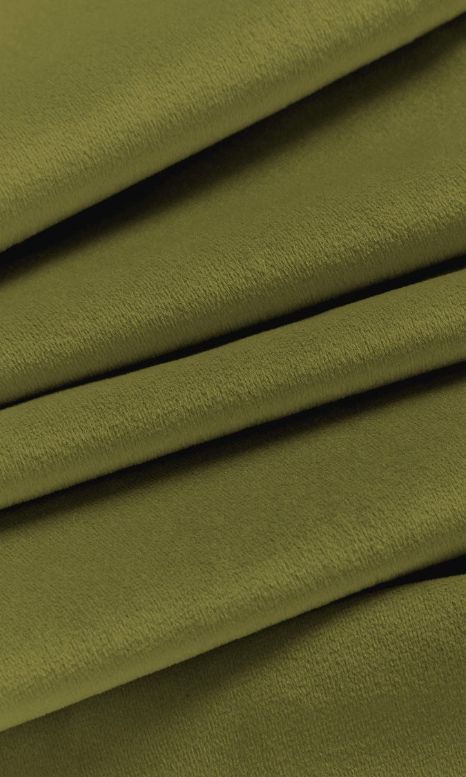 Velvet Home Décor Fabric By the Metre (Olive Green)