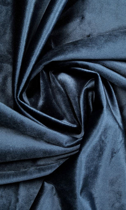 Velvet Home Décor Fabric By the Metre (Navy Blue)