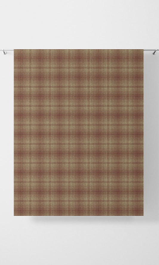 Beige & Red Plaid Curtains