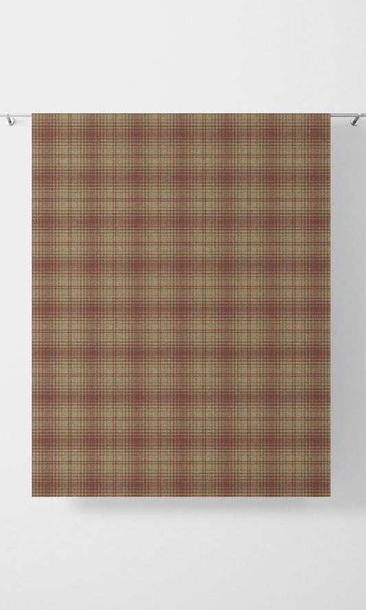 Plaid Patterned Home Décor Fabric By the Yard (Beige & Red)