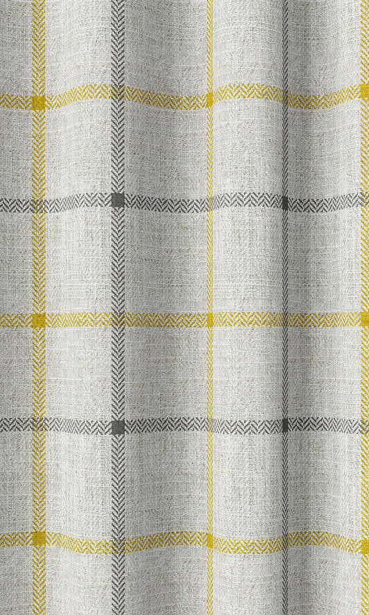Check Print Home Décor Fabric By the Yard (Linen White/ Yellow)